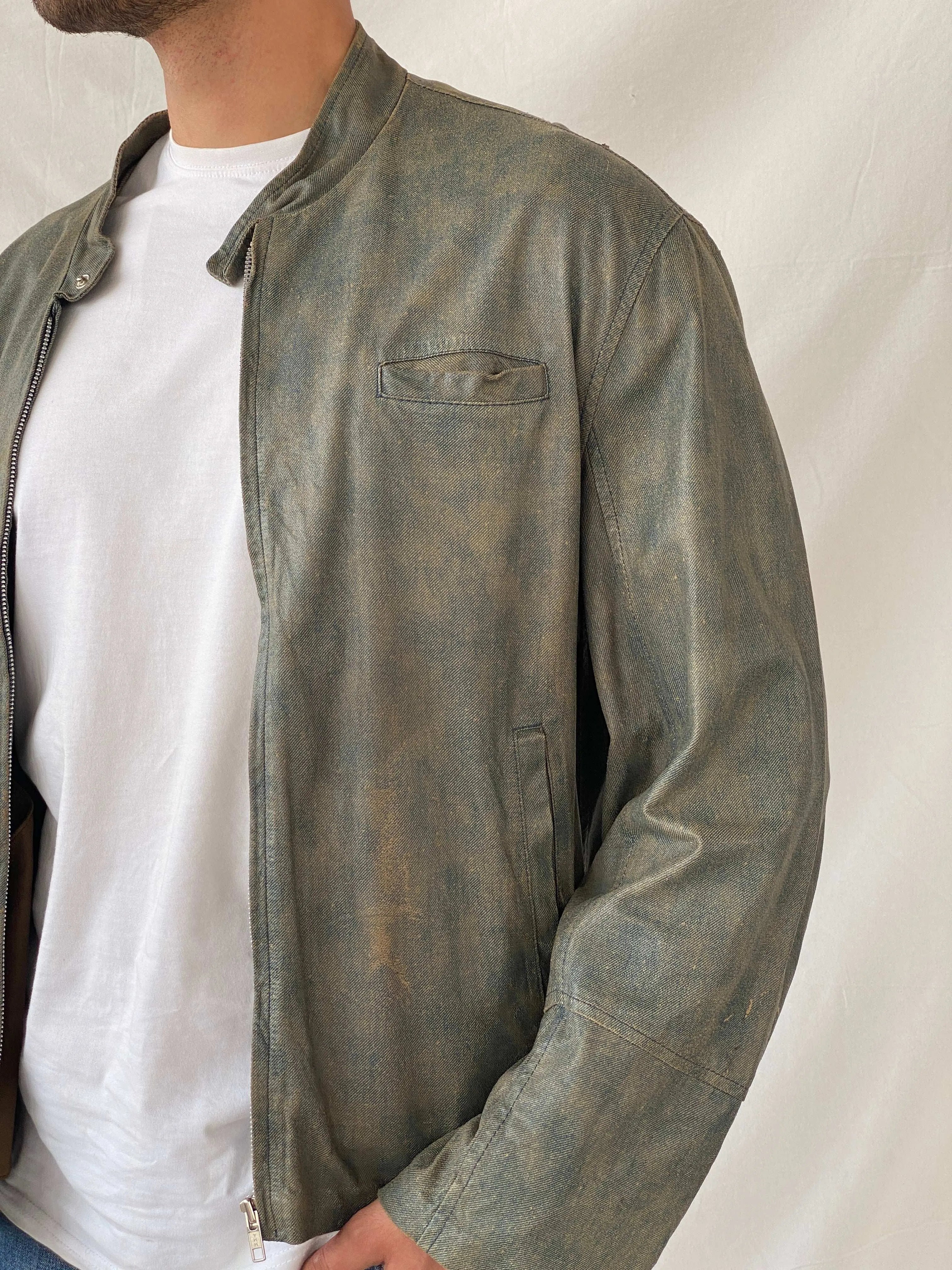 Vintage Conbipel Distressed Metallic Leather Jacket - L - Balagan Vintage Leather Jacket 90s, Deals, genuine leather, genuine leather jacket, leather jacket, Ramez