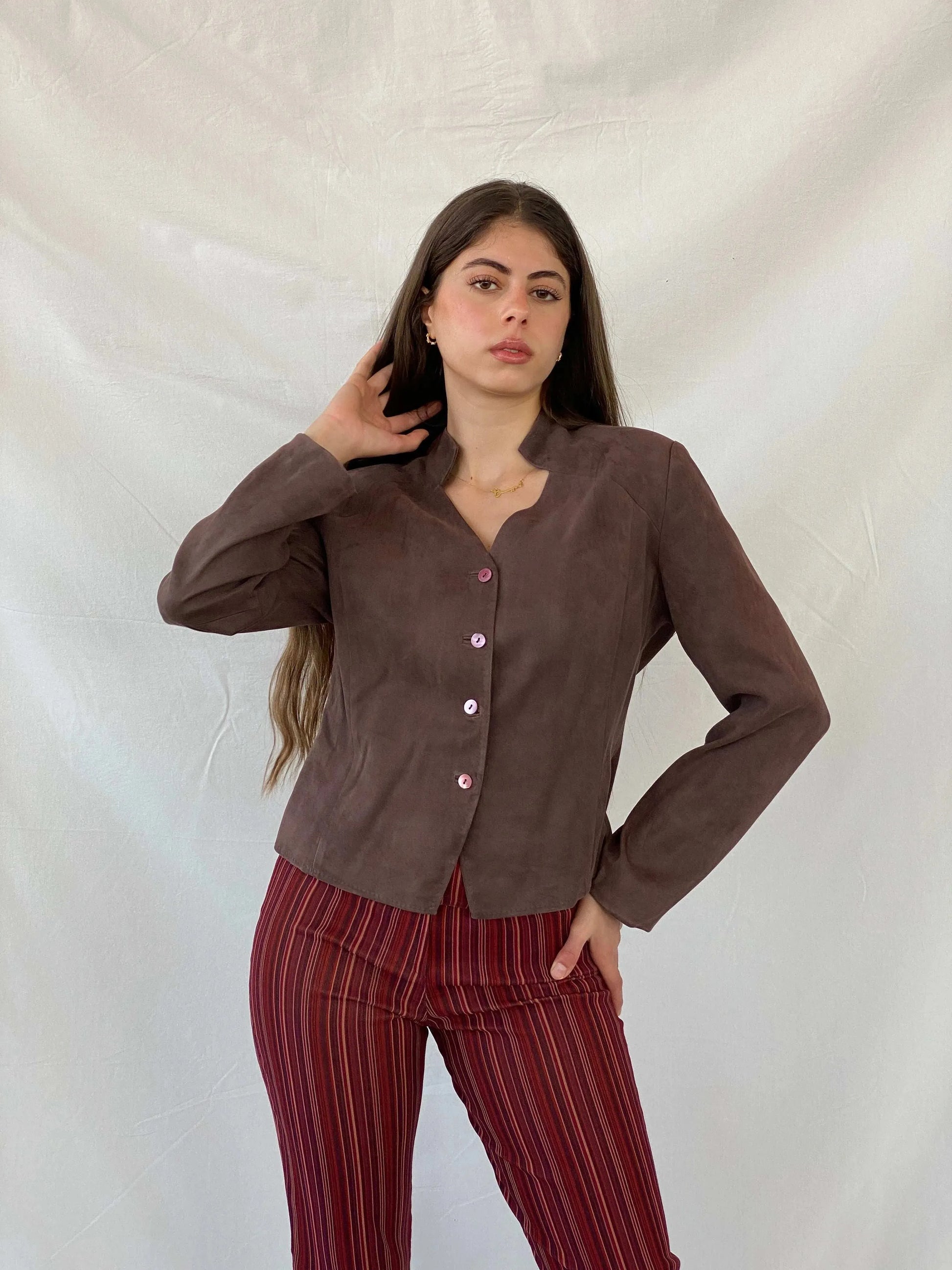 Vintage Country Casuals Brown Buttoned Light Jacket - L - Balagan Vintage Jacket 90s, blazer, Coats&Jackets, full sleeve blazer, Mira, winter