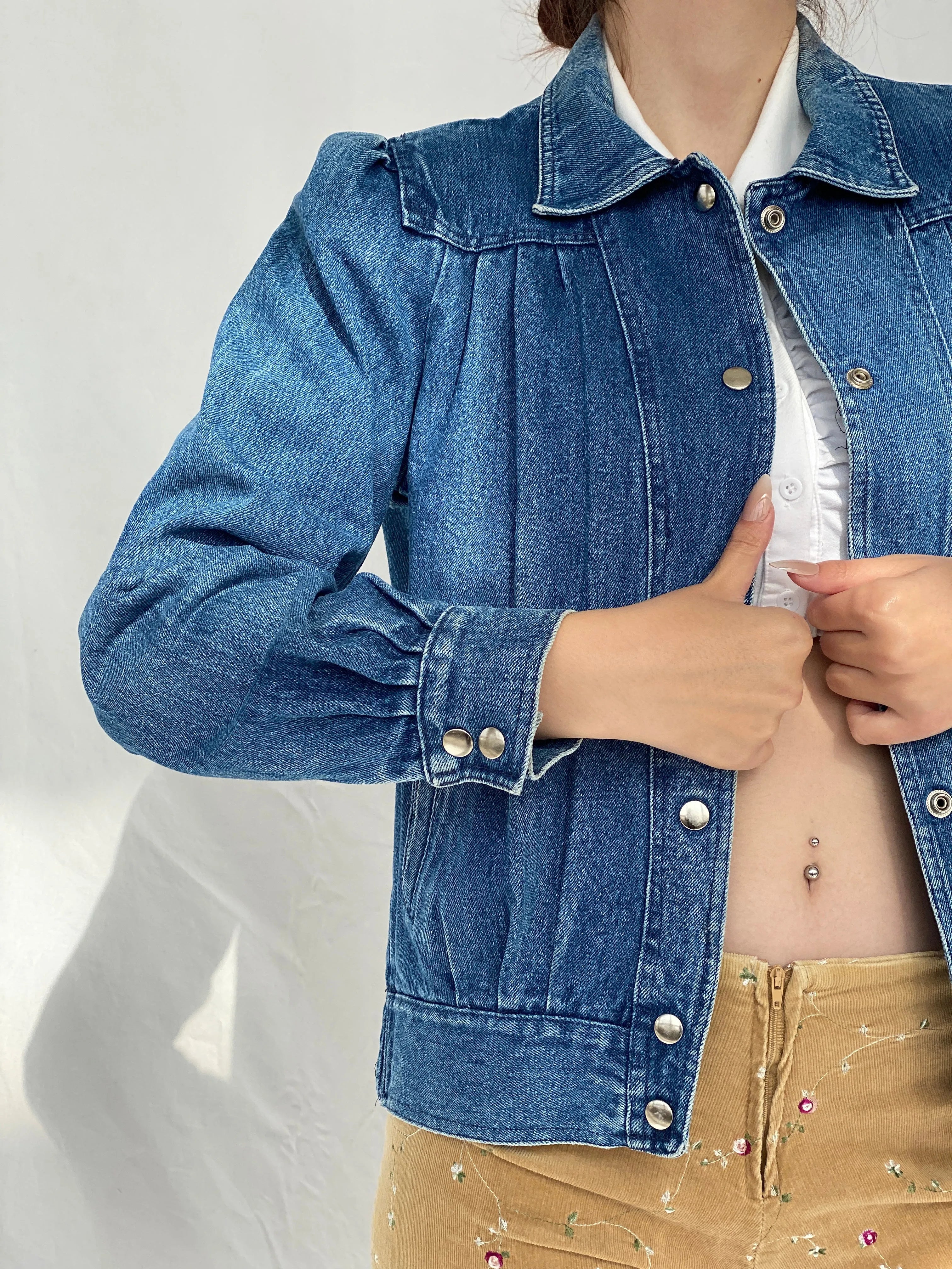 Vintage Denim Bomber Jacket - M - Balagan Vintage Denim Jacket 00s, Ayah, Coats&Jackets, denim, denim jacket, Women's Denim Jackets