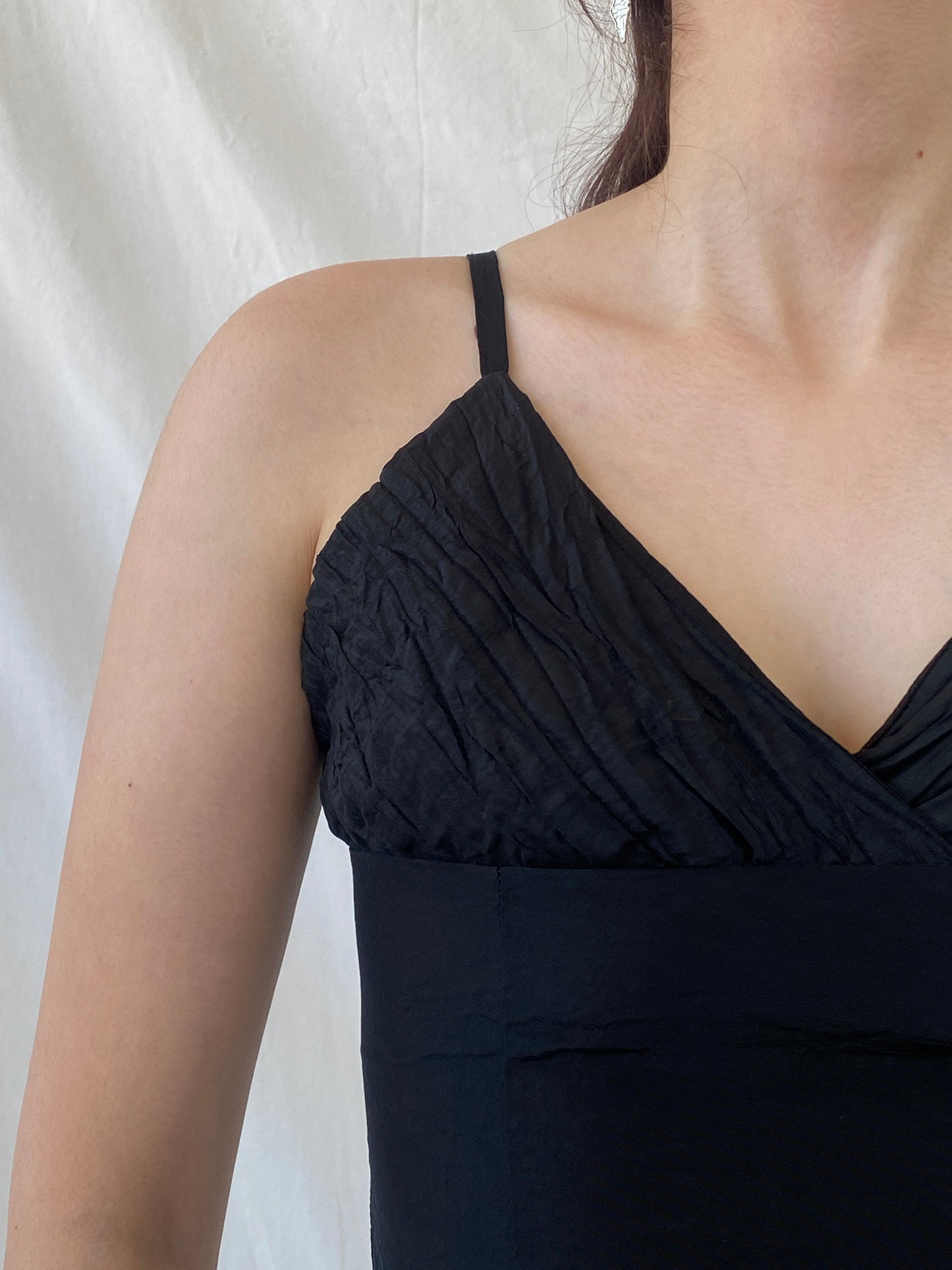 Vintage Display Black Cami Top Formal Ruched Camisole with Clasp Closure - S - Balagan Vintage Cami 00s, Ayah, Cami, NEW IN, summer, women top