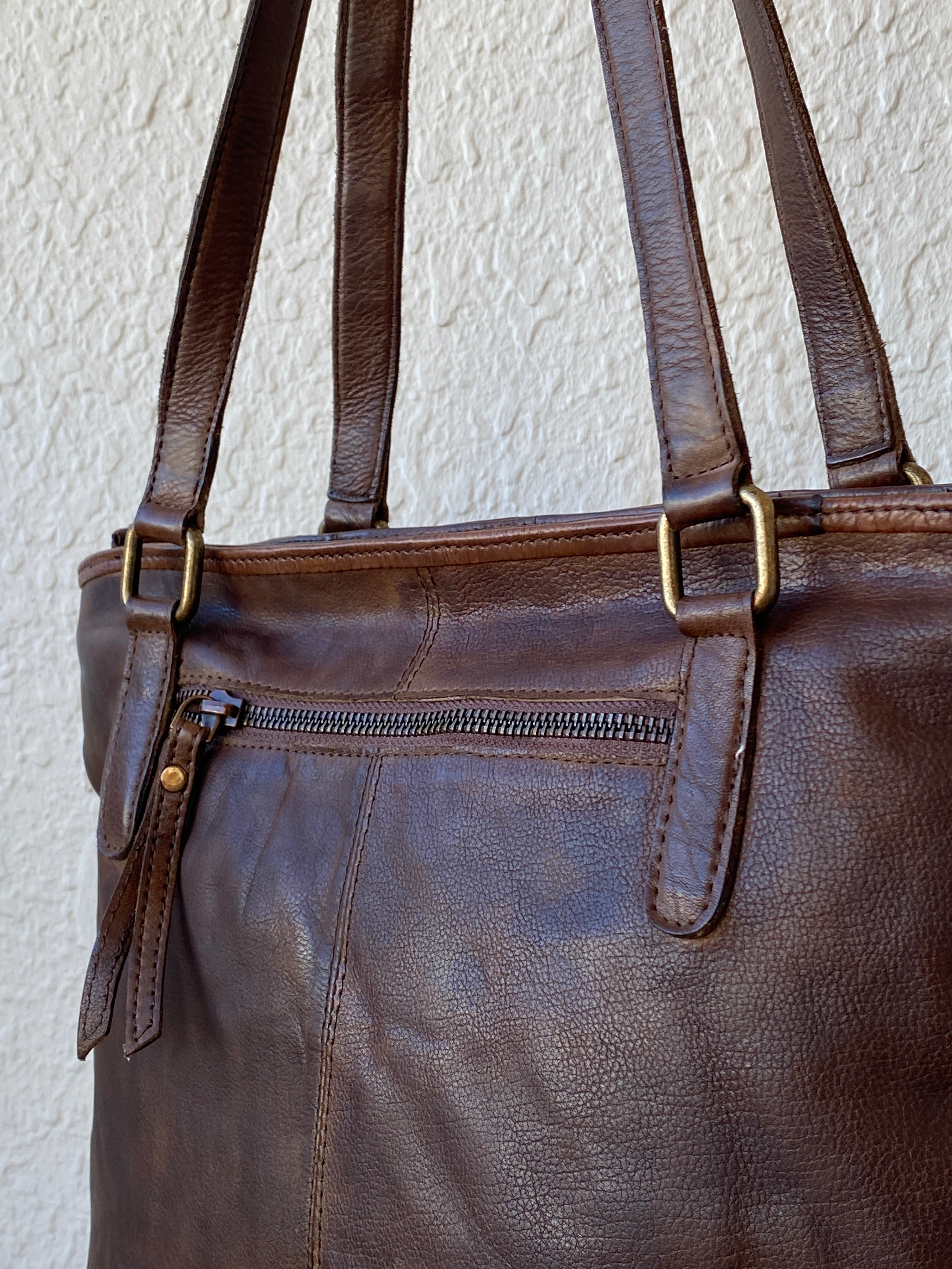Vintage Distressed Brown Genuine Indian Woven Leather Tote Shoulder Bag - Balagan Vintage Shoulder Bag 00s, 90s, bag, genuine leather, shoulder bag, summer, Y2K