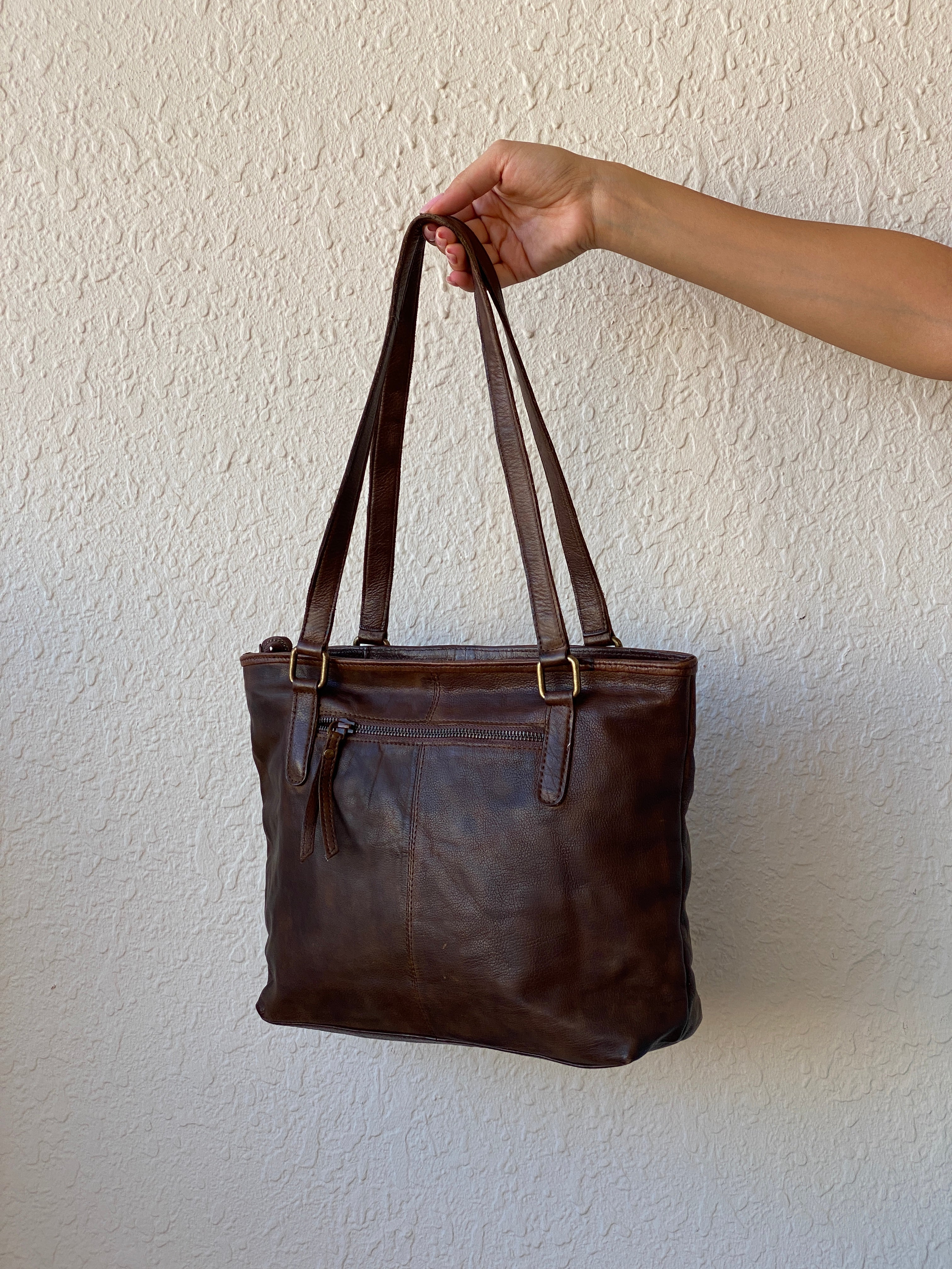Vintage Distressed Brown Genuine Indian Woven Leather Tote Shoulder Bag - Balagan Vintage Shoulder Bag 00s, 90s, bag, genuine leather, shoulder bag, summer, Y2K