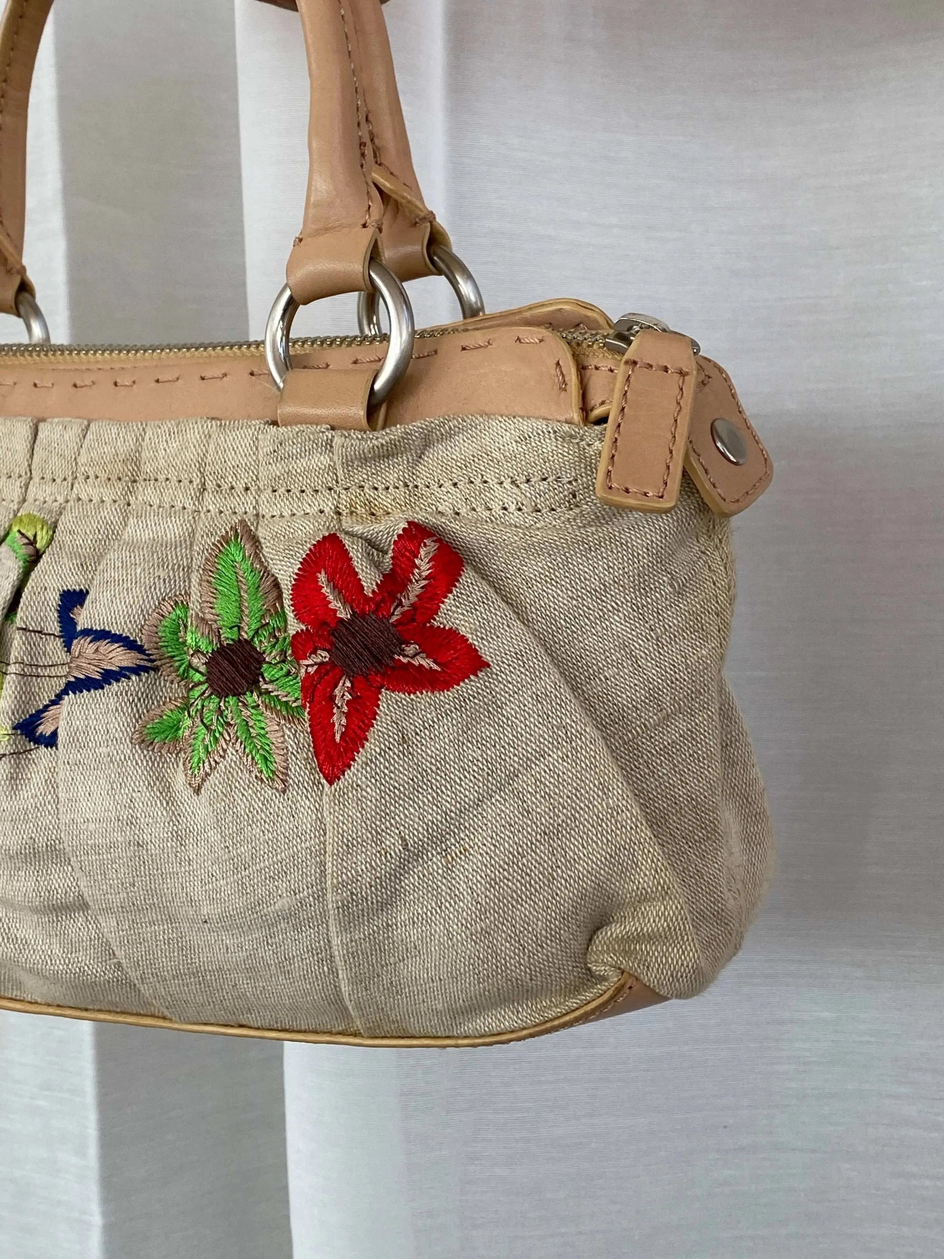 Vintage DKNY Floral Embroidered Canvas Handbag - Balagan Vintage Handbags 90s, consignment, Sadouf