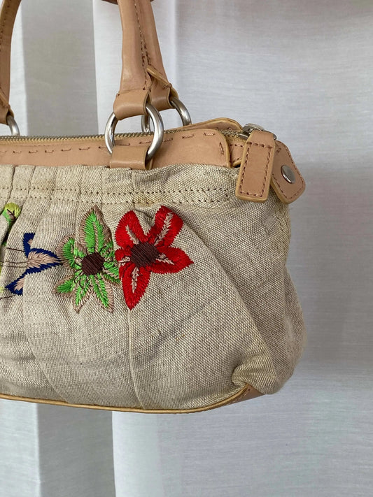 Vintage DKNY Floral Embroidered Canvas Handbag - Balagan Vintage Handbags 90s, consignment, Sadouf