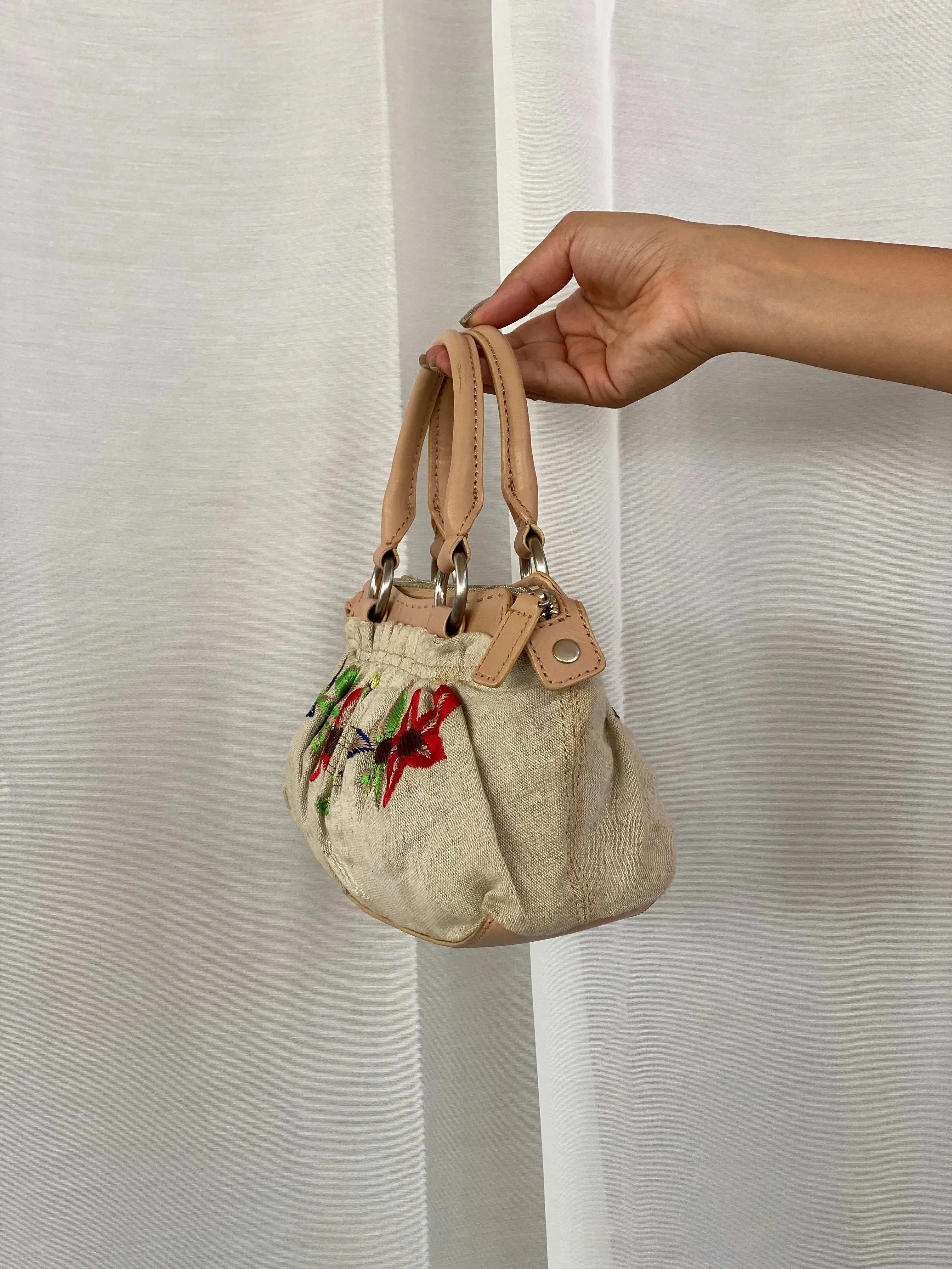 Vintage DKNY Floral Embroidered Canvas Handbag - Balagan Vintage Handbags 90s, consignment, Sadouf