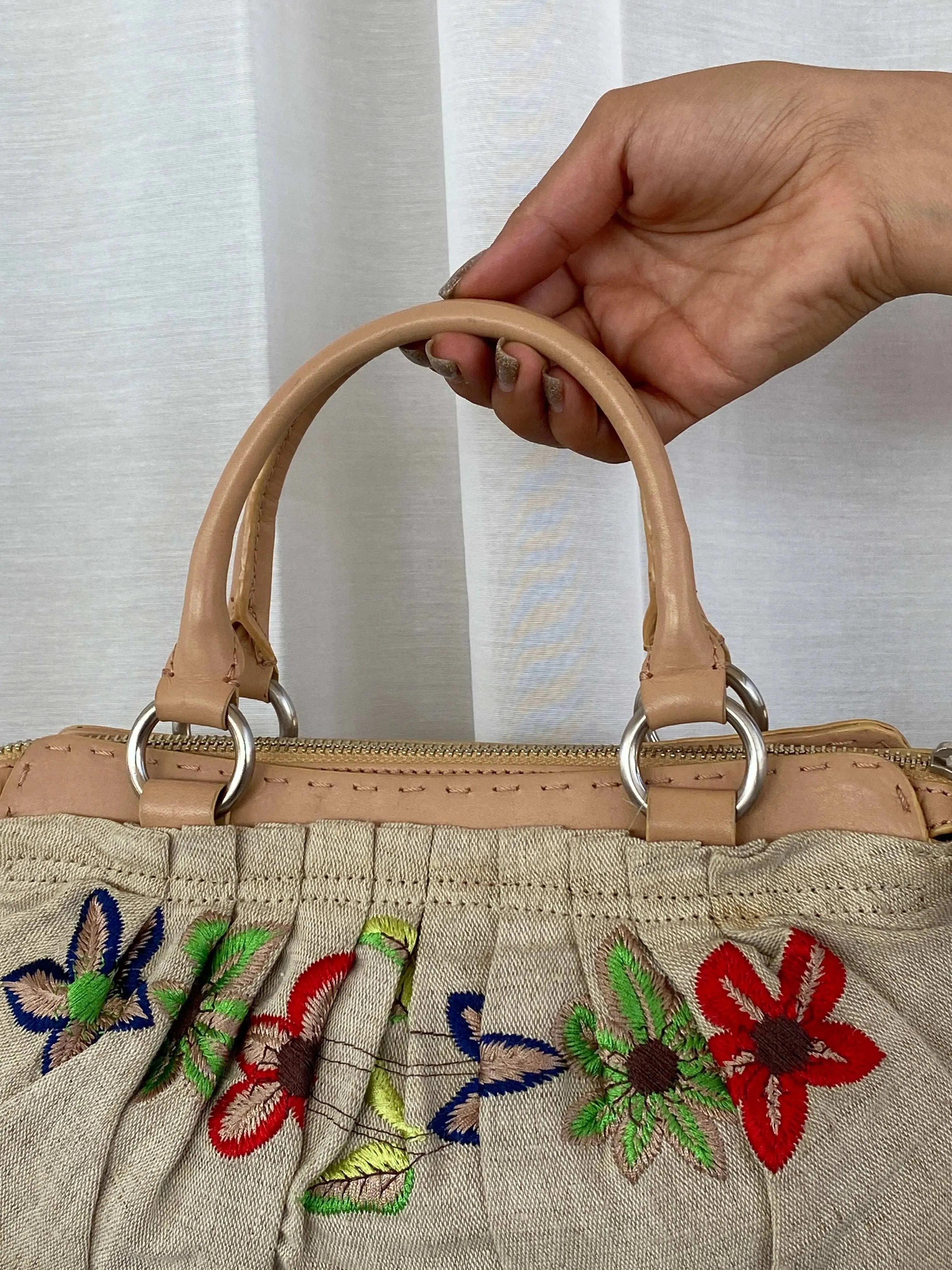 Vintage DKNY Floral Embroidered Canvas Handbag - Balagan Vintage Handbags 90s, consignment, Sadouf