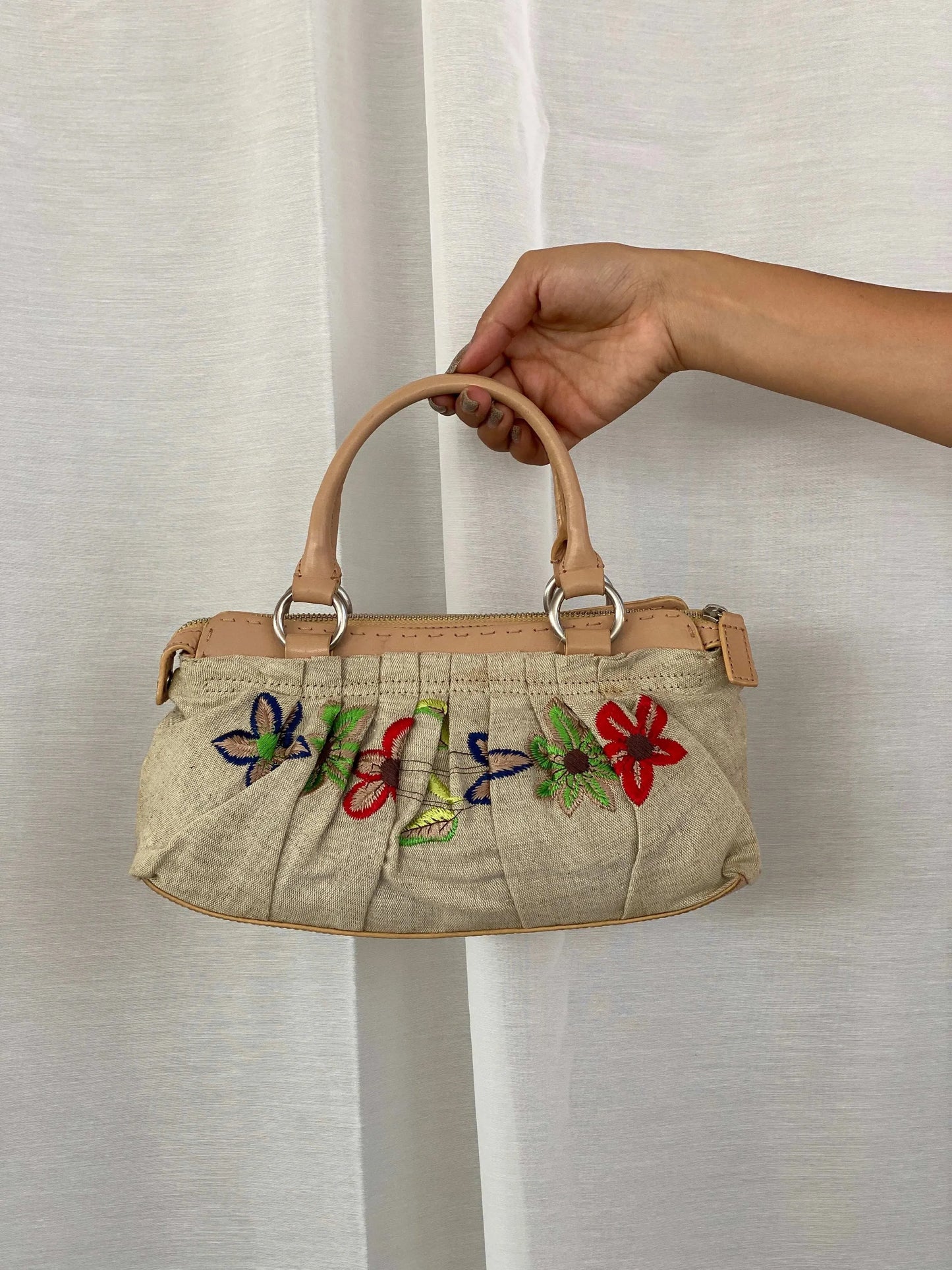 Vintage DKNY Floral Embroidered Canvas Handbag - Balagan Vintage Handbags 90s, consignment, Sadouf