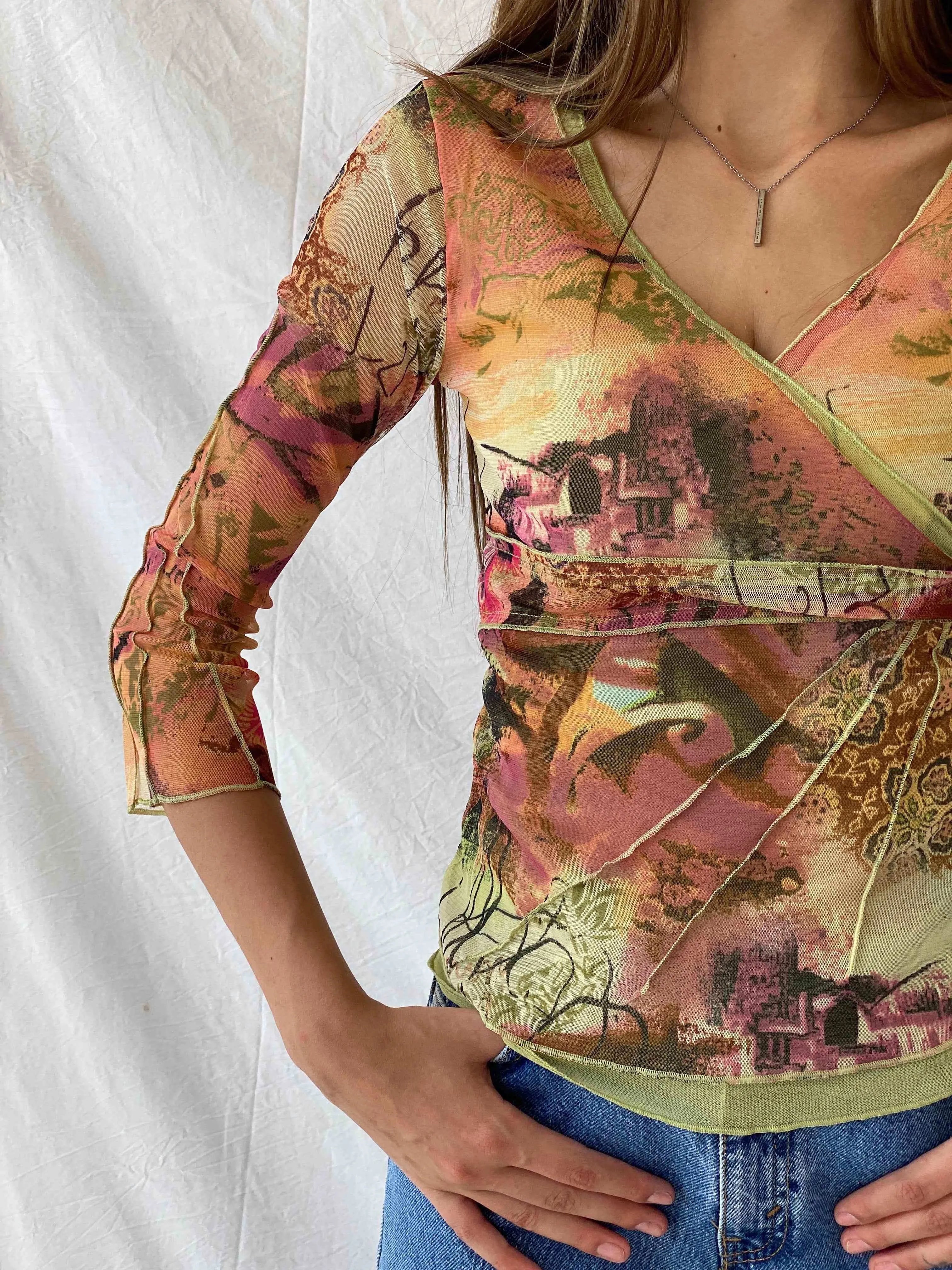 Vintage DPM by Depech Mod Mesh Top - Balagan Vintage Mesh Top Deals, mesh, mesh top, Mira, printed shirt