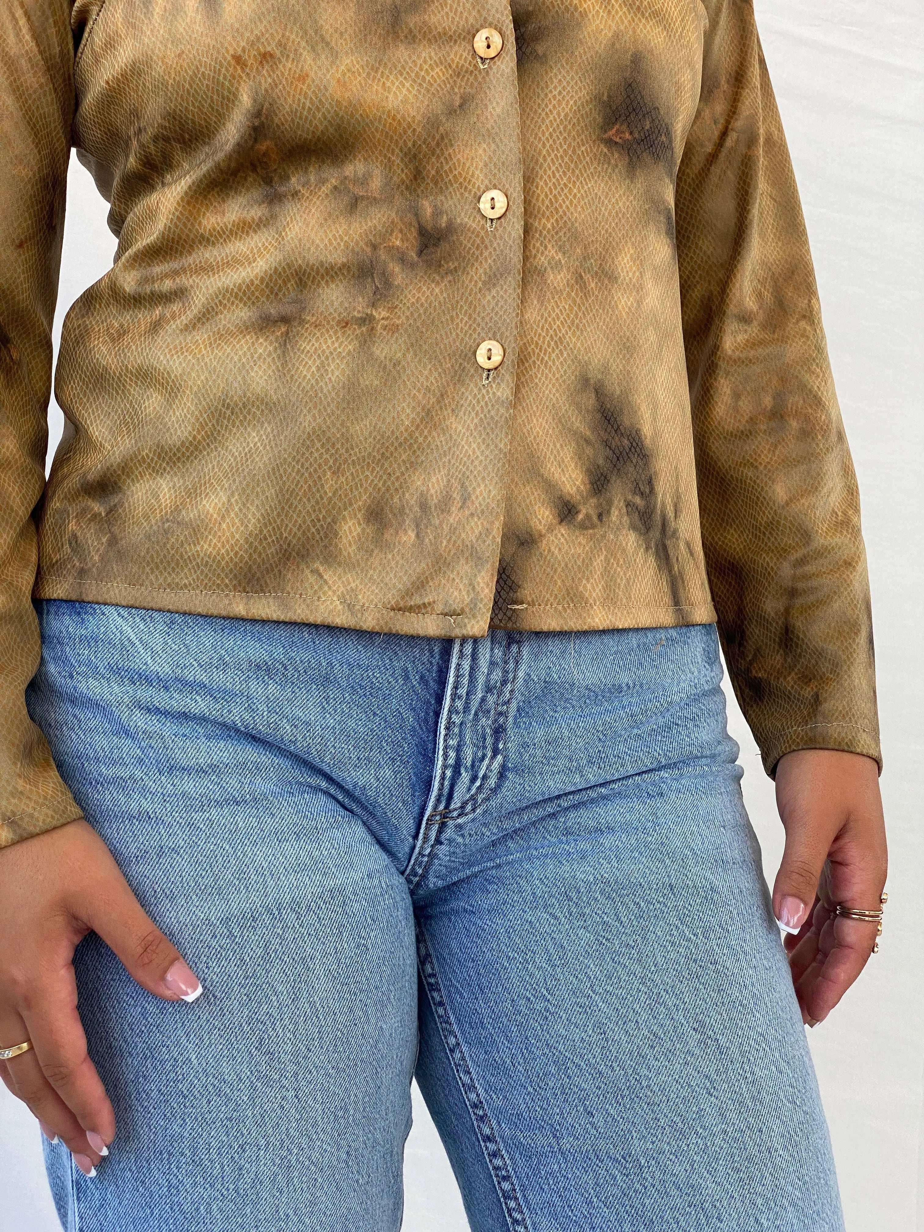 Vintage Dream Time Marble Brown Full-Sleeve Shirt - M - Balagan Vintage Full Sleeve Shirt 00s, 90s, full sleeve shirt, Lana, summer