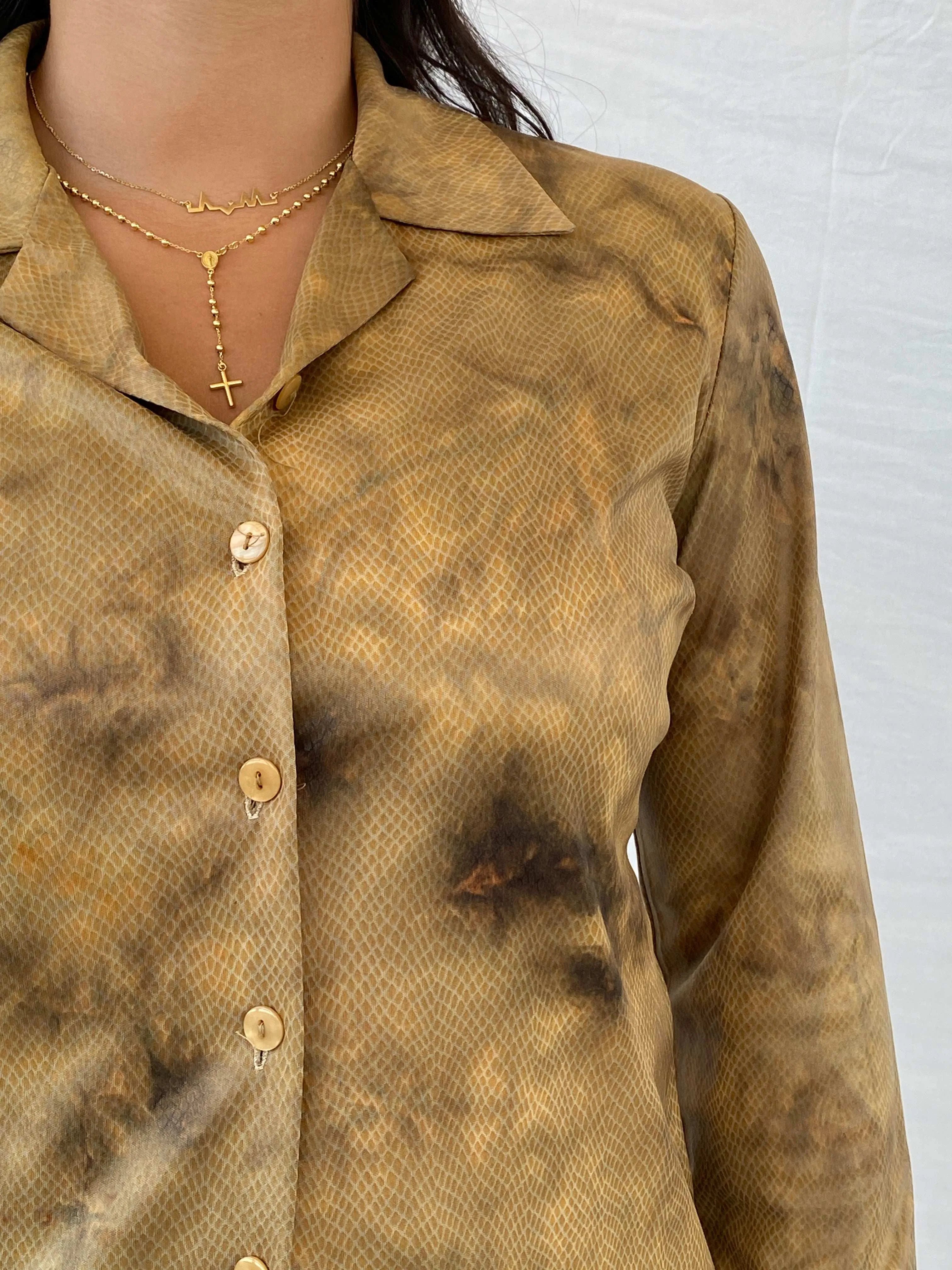 Vintage Dream Time Marble Brown Full-Sleeve Shirt - M - Balagan Vintage Full Sleeve Shirt 00s, 90s, full sleeve shirt, Lana, summer