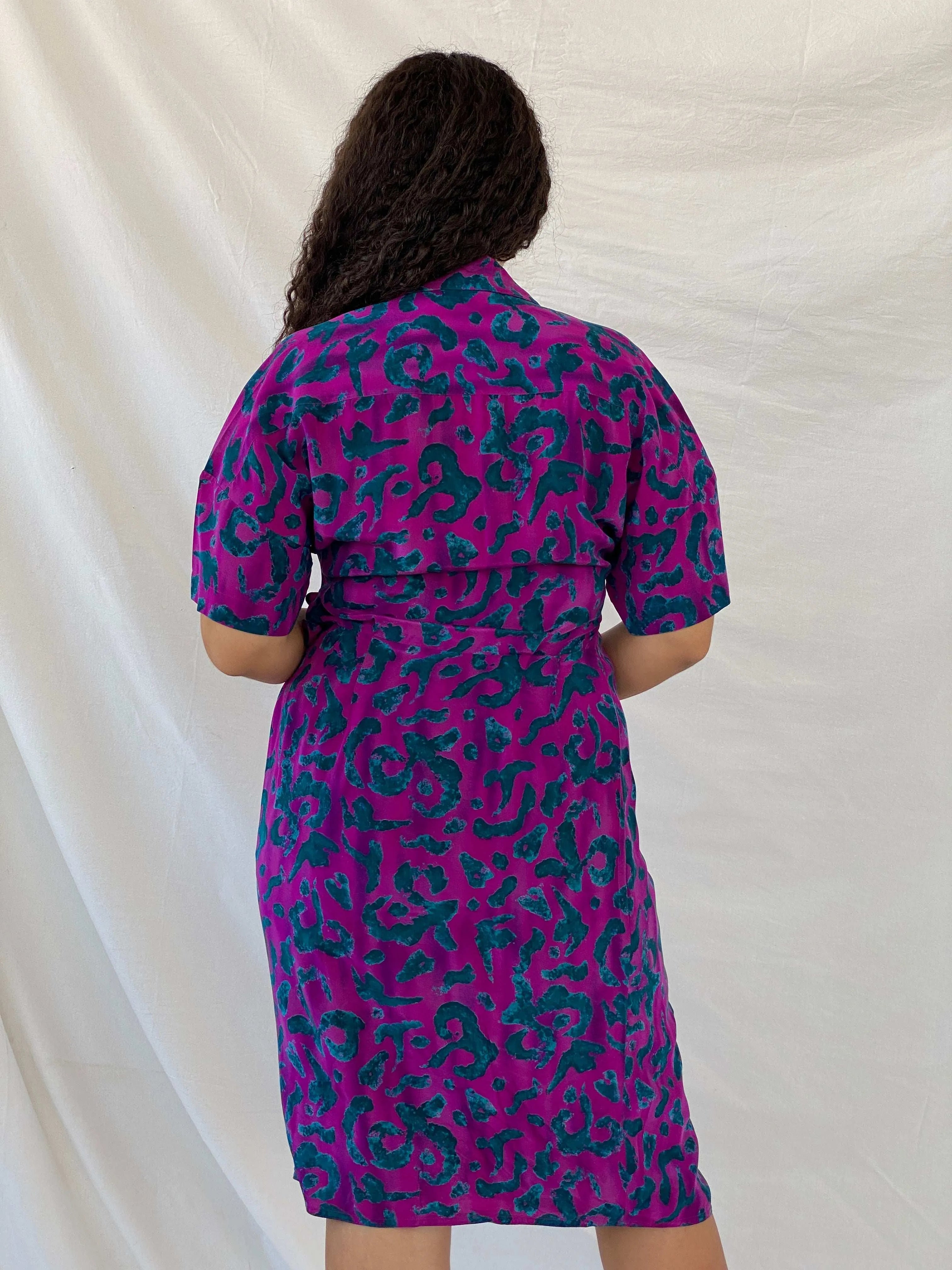 Vintage Ellen Tracy By Linda Allard Midi Wrap Dress - L - Balagan Vintage Midi Dress Deals, Dina, midi dress, silk, wrap