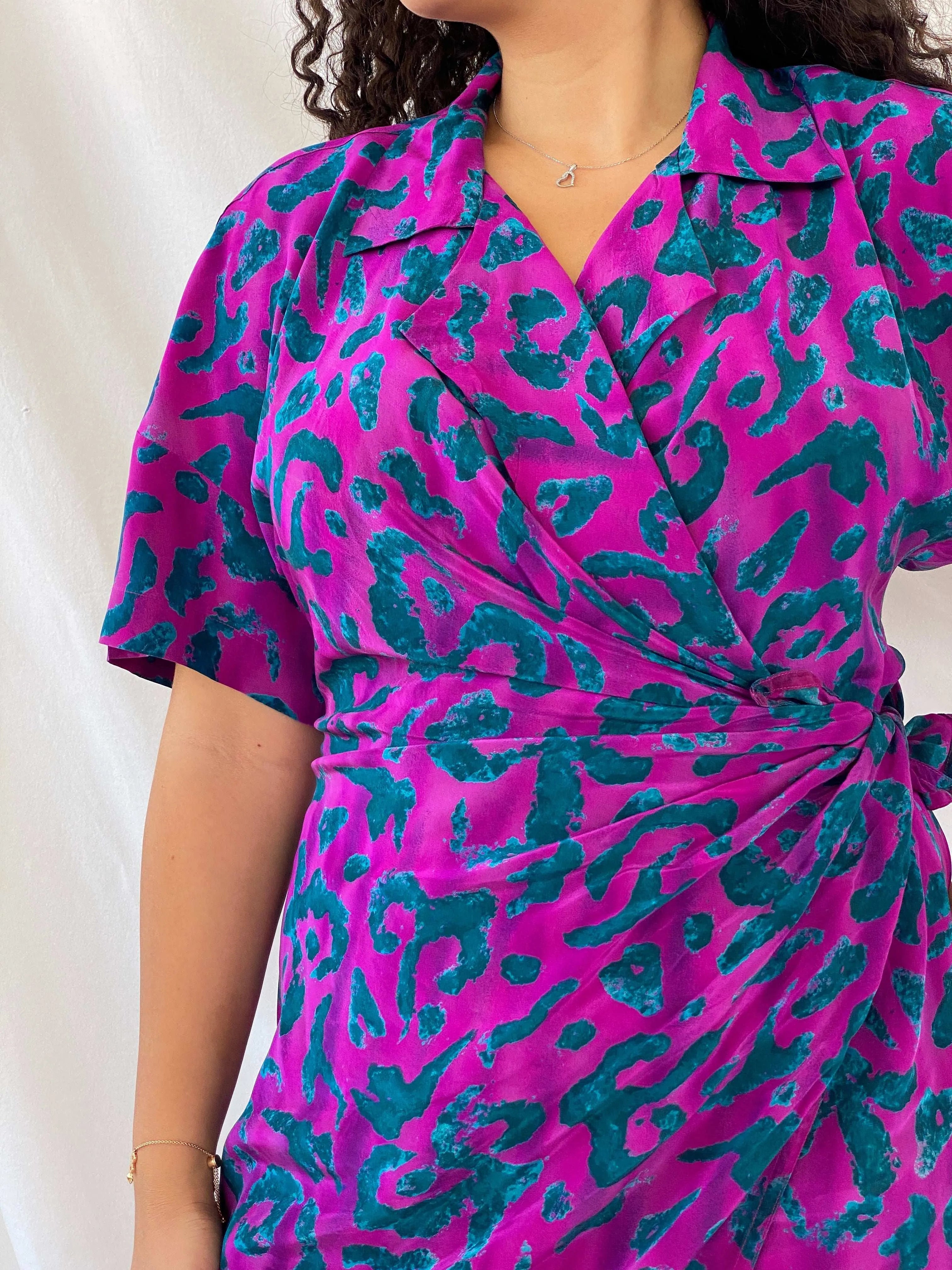 Vintage Ellen Tracy By Linda Allard Midi Wrap Dress - L - Balagan Vintage Midi Dress Deals, Dina, midi dress, silk, wrap