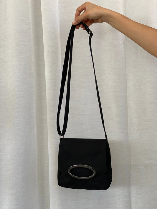 Vintage Es-Carte Black Canvas Mini Crossbody Bag - Balagan Vintage Cross Body Bag 00s, 90s, bag, shoulder bag, Y2K