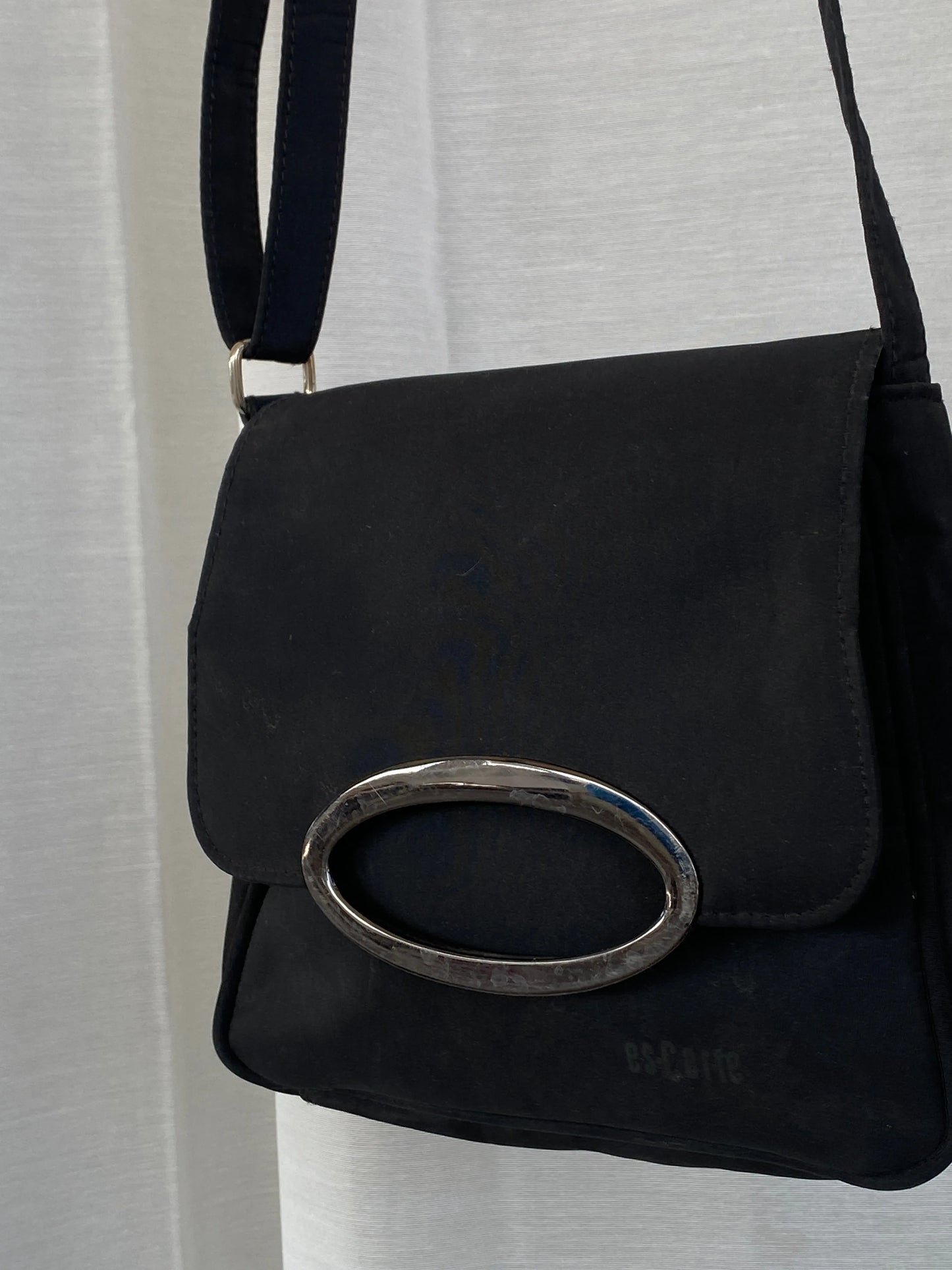 Vintage Es-Carte Black Canvas Mini Crossbody Bag - Balagan Vintage Cross Body Bag 00s, 90s, bag, shoulder bag, Y2K