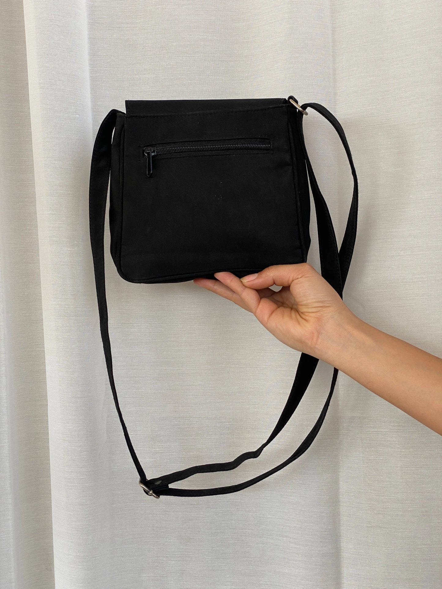 Vintage Es-Carte Black Canvas Mini Crossbody Bag - Balagan Vintage Cross Body Bag 00s, 90s, bag, shoulder bag, Y2K