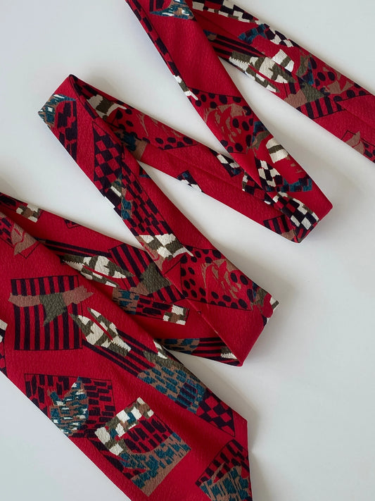 Vintage Fashion Line Men’s Red Graphic Tie - Balagan Vintage Ties crazy print, graphic, graphic ties, printed ties, tie, vintage, vintage ties