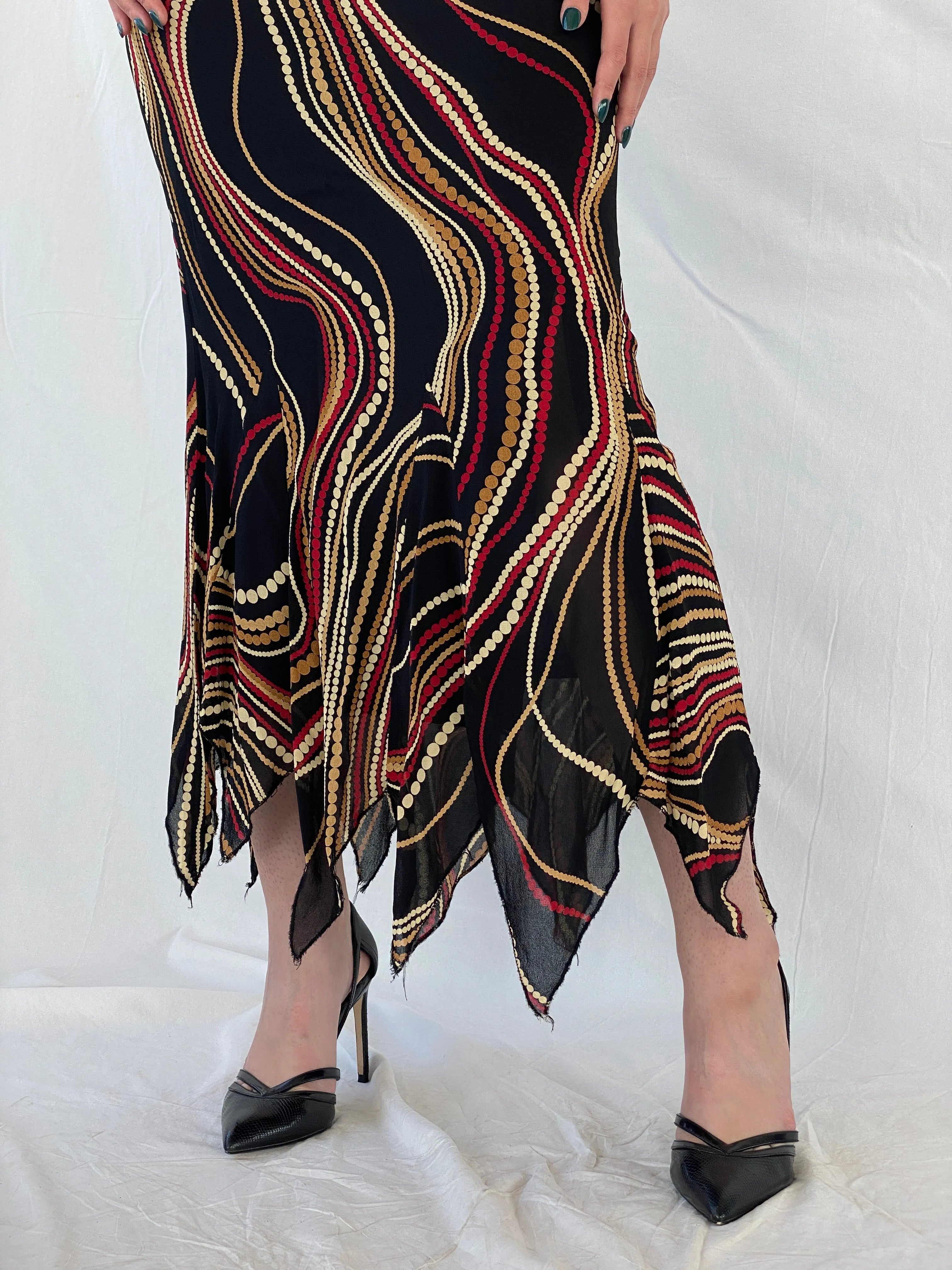 Vintage Feyyaz Collection Black Groovy Asymmetric Maxi Skirt - M - Balagan Vintage Maxi Skirt 00s, Ayah, maxi skirt, skirt, winter, women skirt
