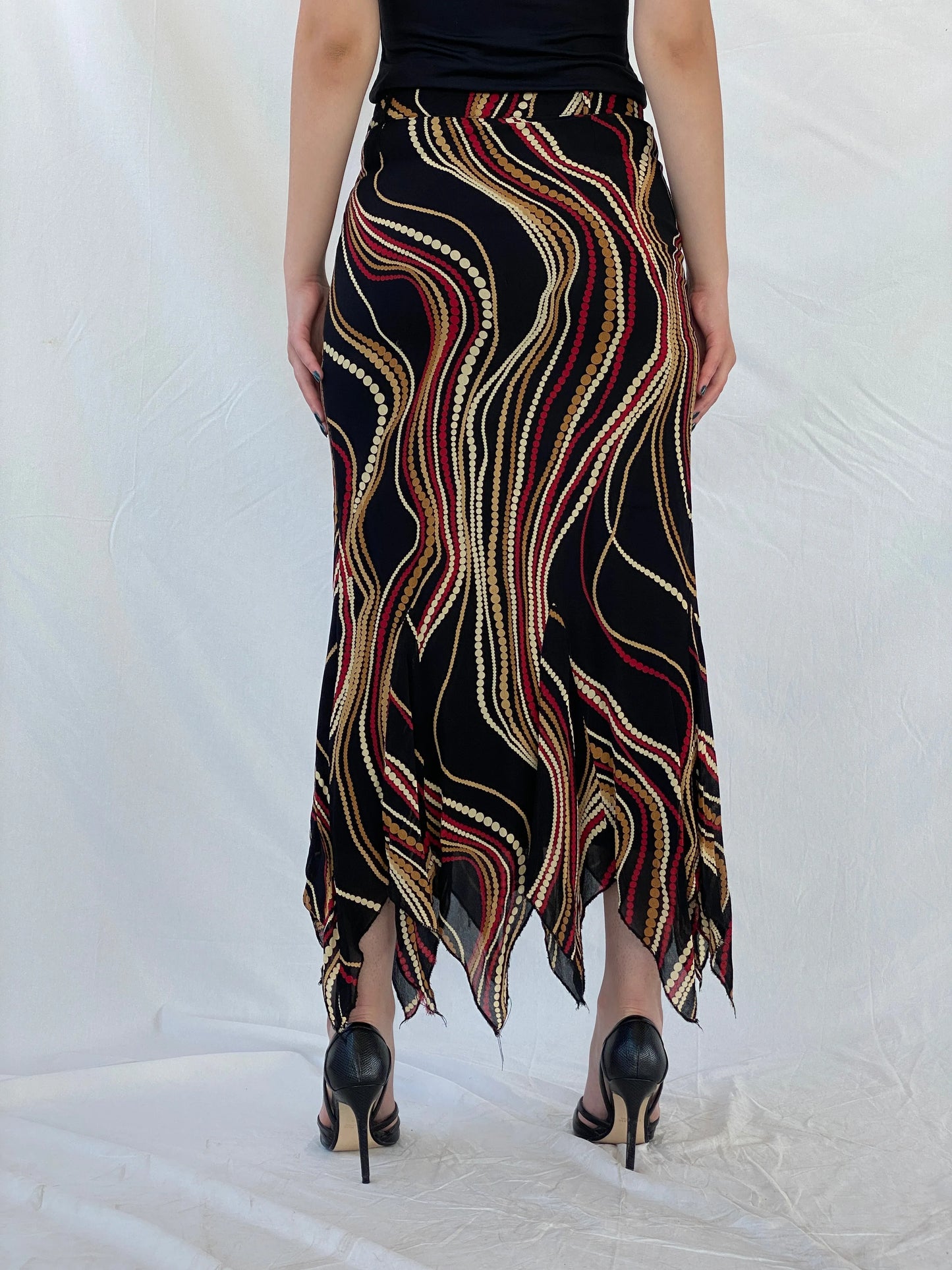 Vintage Feyyaz Collection Black Groovy Asymmetric Maxi Skirt - M - Balagan Vintage Maxi Skirt 00s, Ayah, maxi skirt, skirt, winter, women skirt