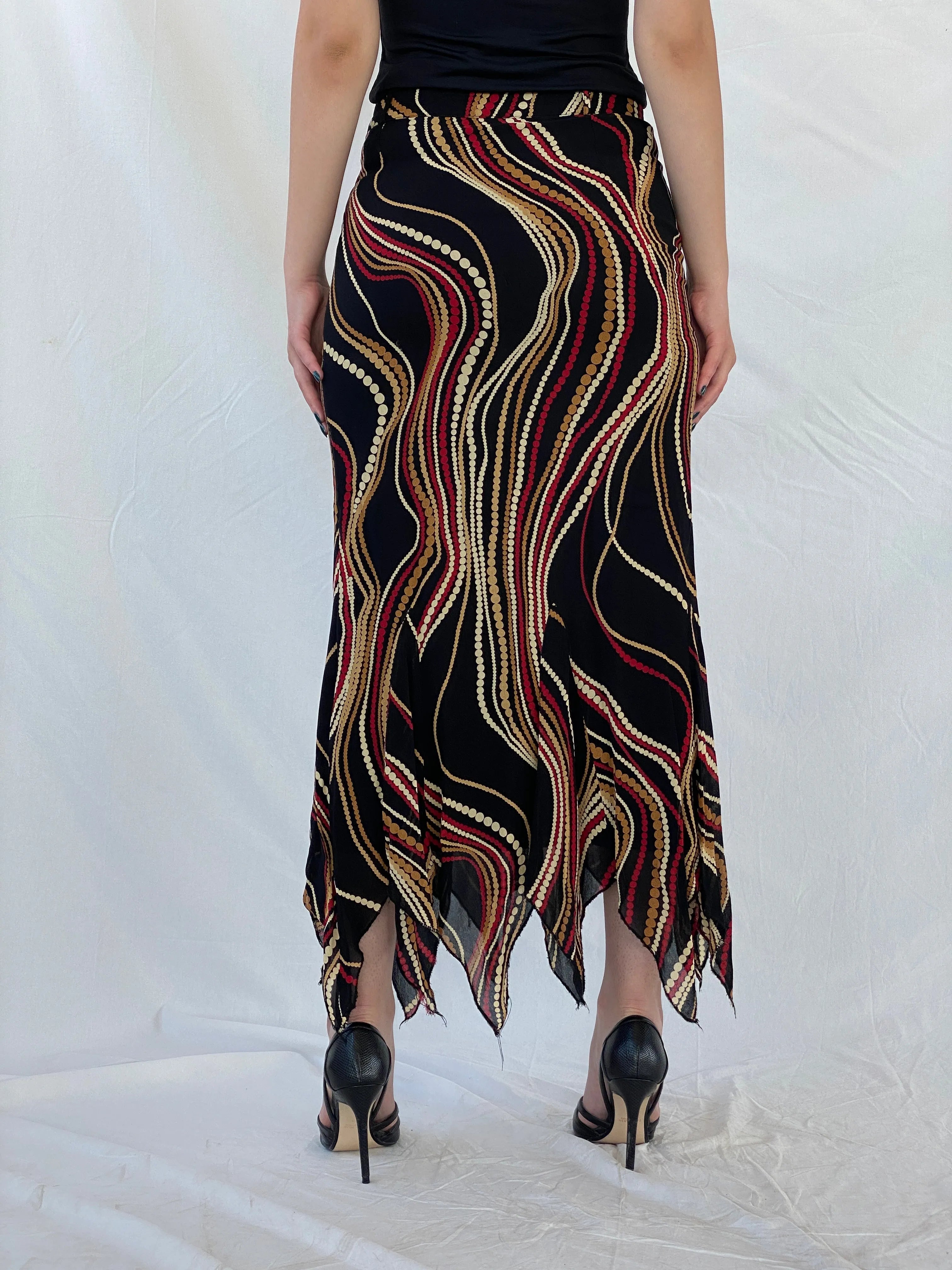 Vintage Feyyaz Collection Black Groovy Asymmetric Maxi Skirt - M - Balagan Vintage Maxi Skirt 00s, Ayah, maxi skirt, skirt, winter, women skirt