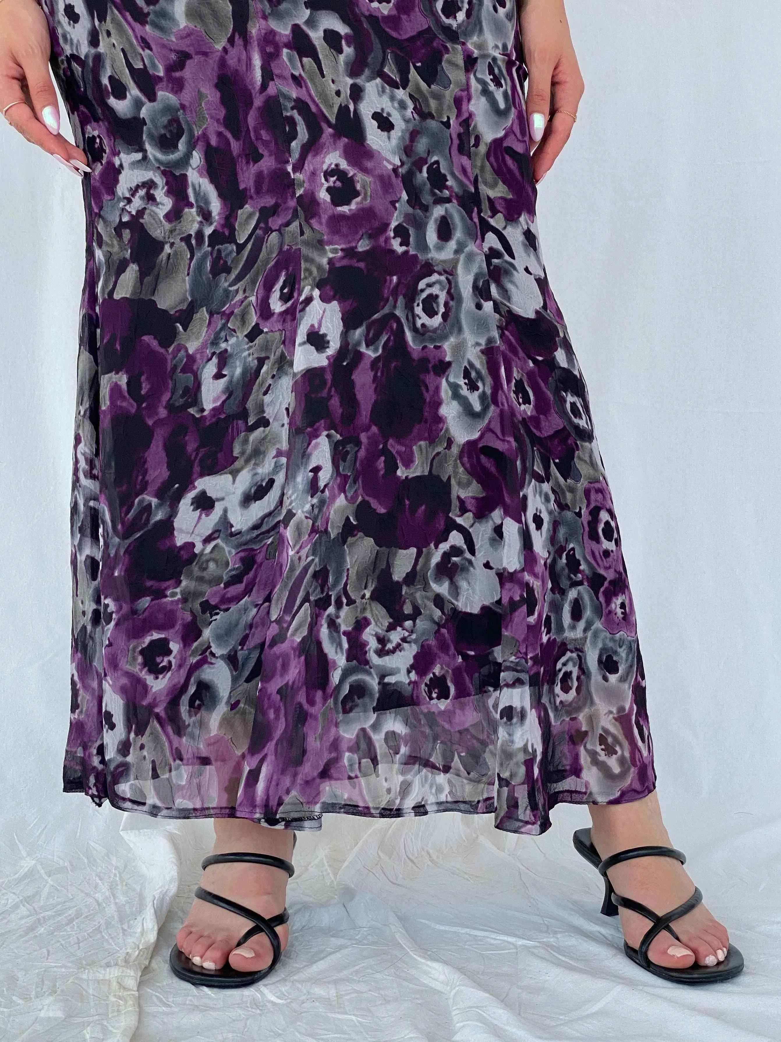 Vintage Floral Maxi Sheer Skirt Size M - Balagan Vintage Maxi Skirt 90s, floral, floral skirt, Juana, maxi skirt, women skirt