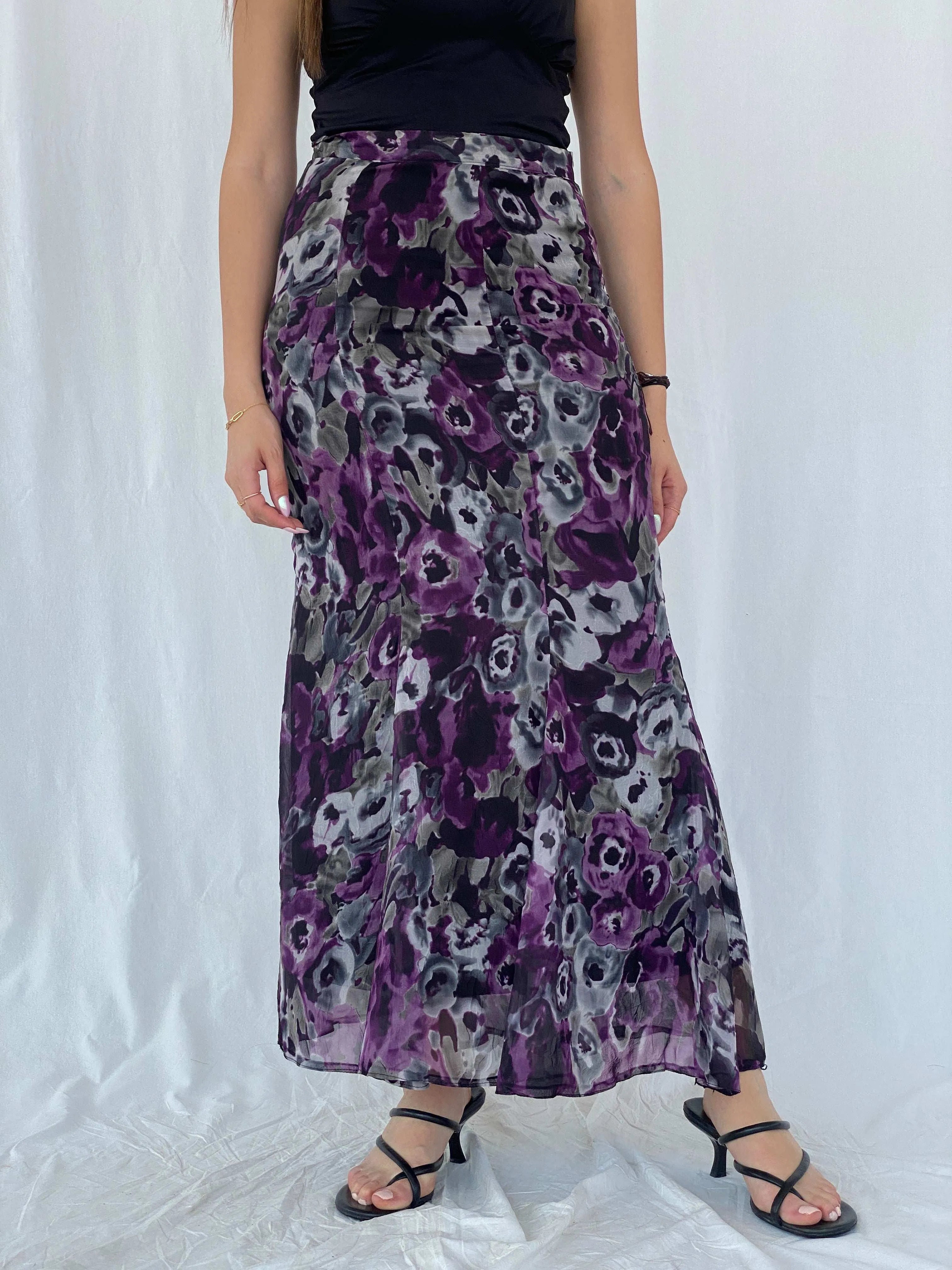Vintage Floral Maxi Sheer Skirt Size M - Balagan Vintage Maxi Skirt 90s, floral, floral skirt, Juana, maxi skirt, women skirt
