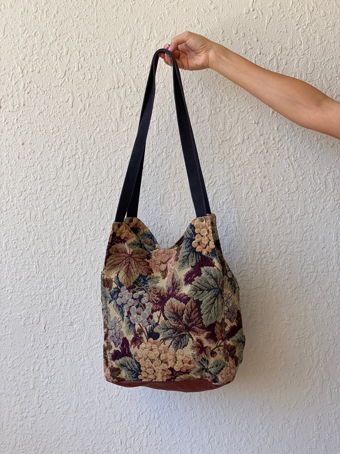 Vintage Floral Tapestry Tote Bag Earth Tone Bucket Bag - Balagan Vintage Tote Bag 00s, 90s, bag, floral, floral print, NEW IN, shoulder bag, Y2K