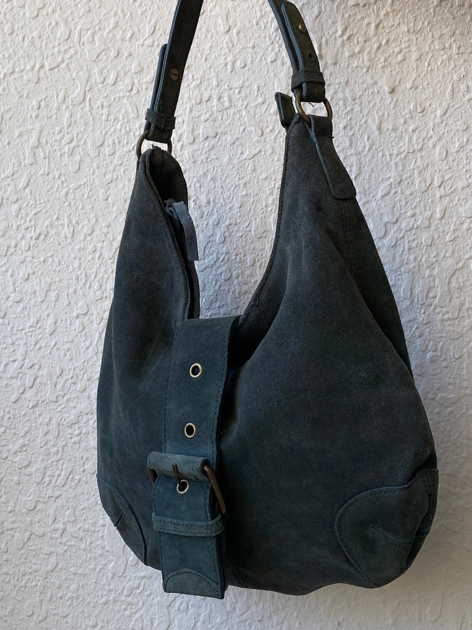 Vintage Genuine Suede Leather Slouchy Shoulder Bag - Balagan Vintage Shoulder Bag 00s, 90s, bag, genuine leather, NEW IN, shoulder bag, Y2K