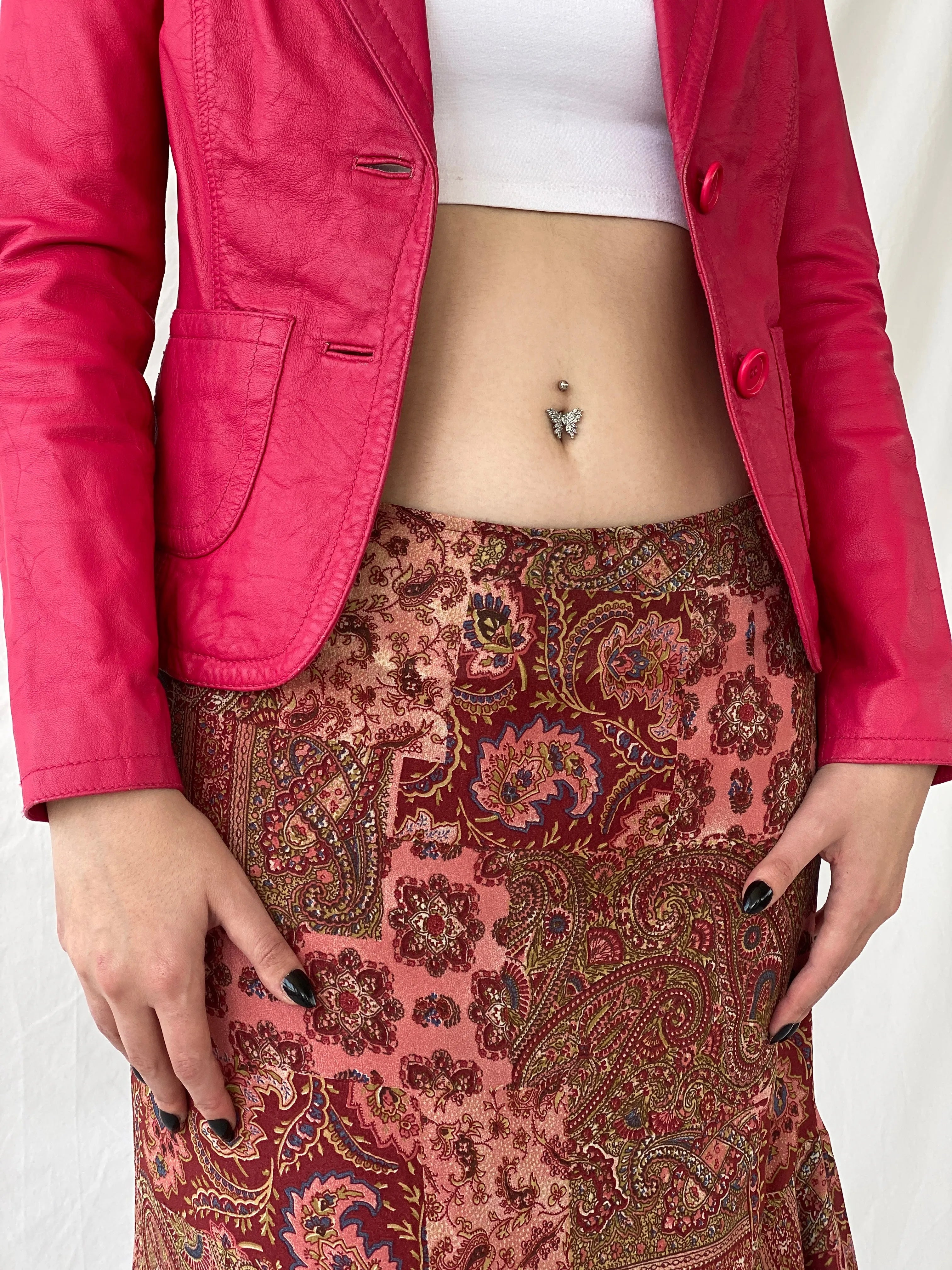 Vintage Gipsy Genuine Leather Pink Women’s Button Front Blazer - XS - Balagan Vintage Leather Jacket Ayah, genuine leather, genuine leather jacket, leather jacket, NEW IN, winter