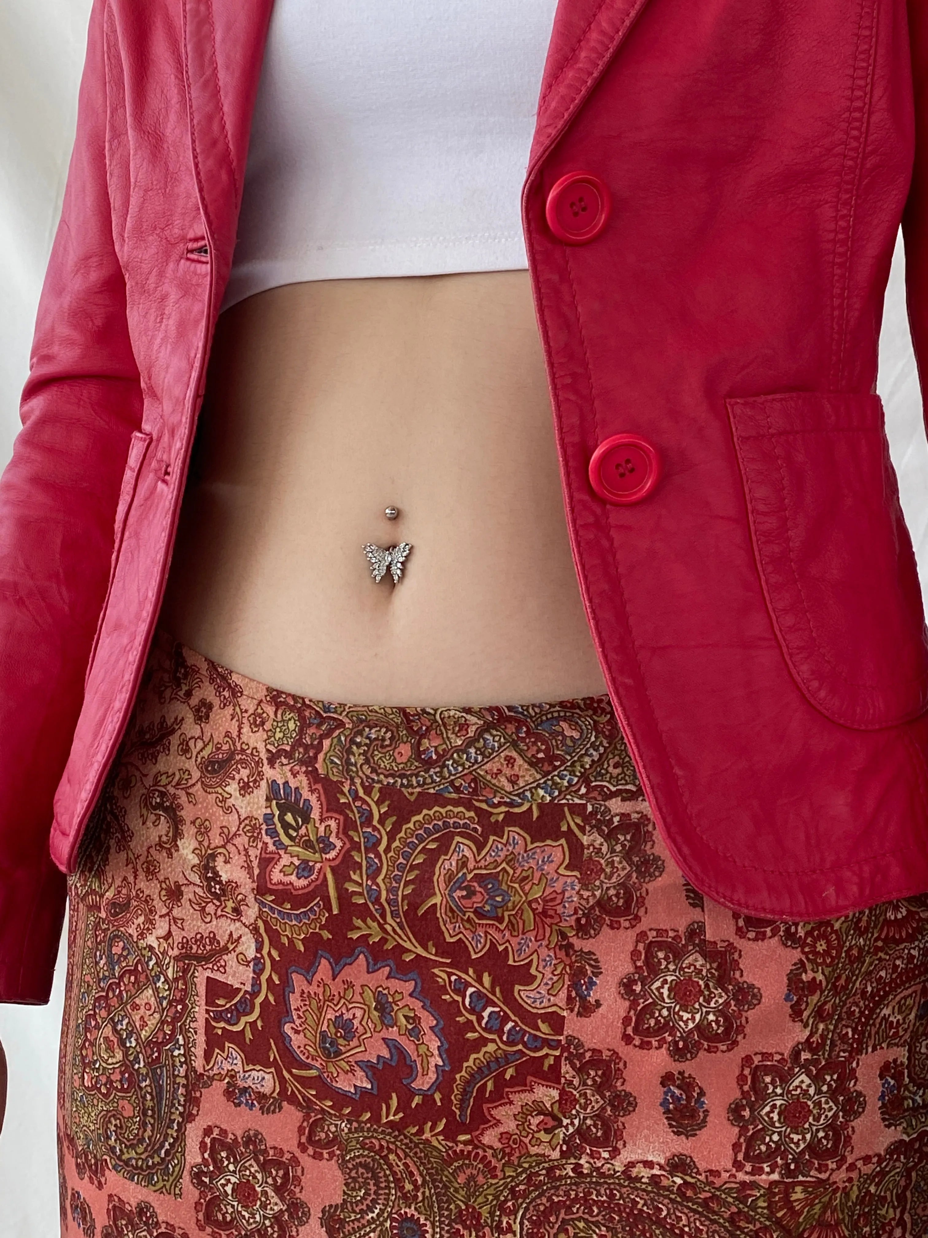 Vintage Gipsy Genuine Leather Pink Women’s Button Front Blazer - XS - Balagan Vintage Leather Jacket Ayah, genuine leather, genuine leather jacket, leather jacket, NEW IN, winter