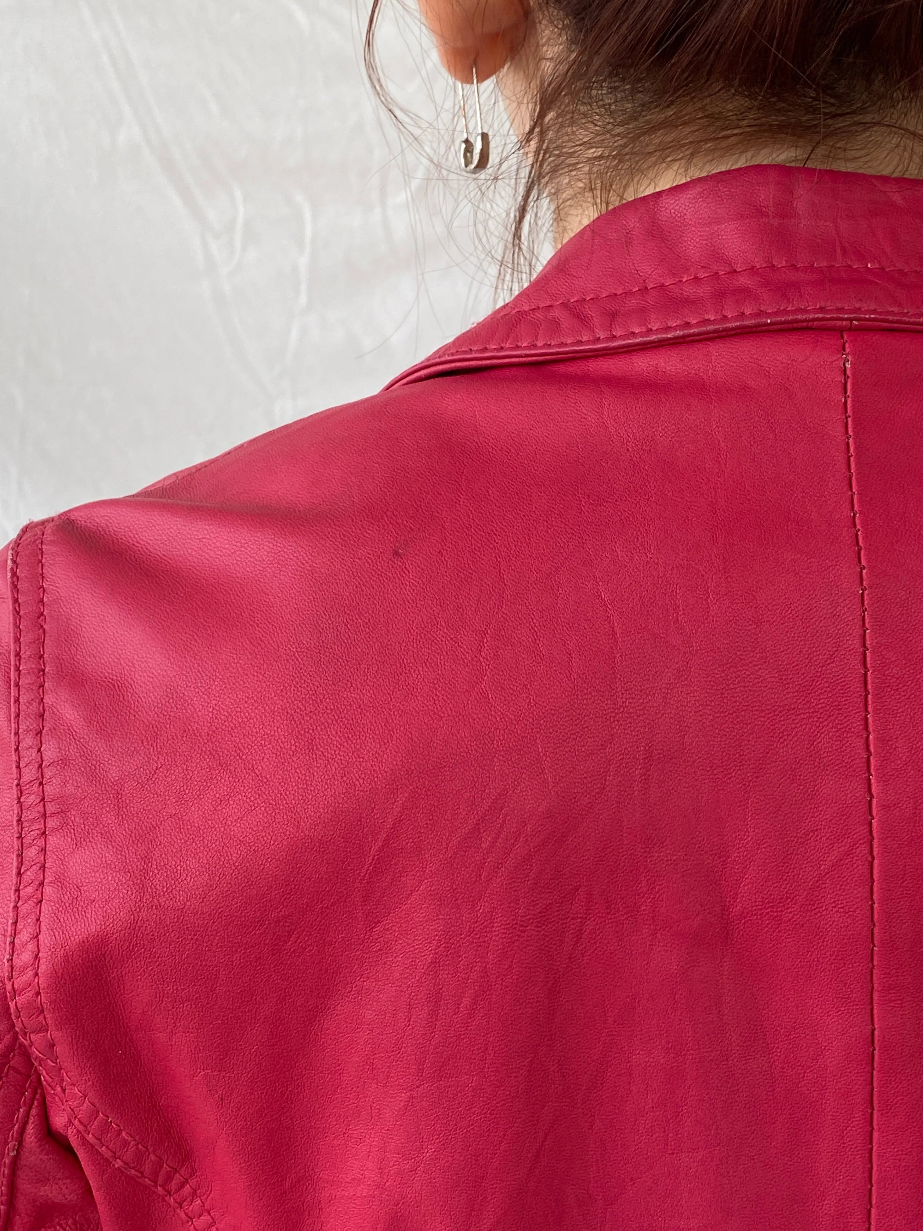 Vintage Gipsy Genuine Leather Pink Women’s Button Front Blazer - XS - Balagan Vintage Leather Jacket Ayah, genuine leather, genuine leather jacket, leather jacket, NEW IN, winter