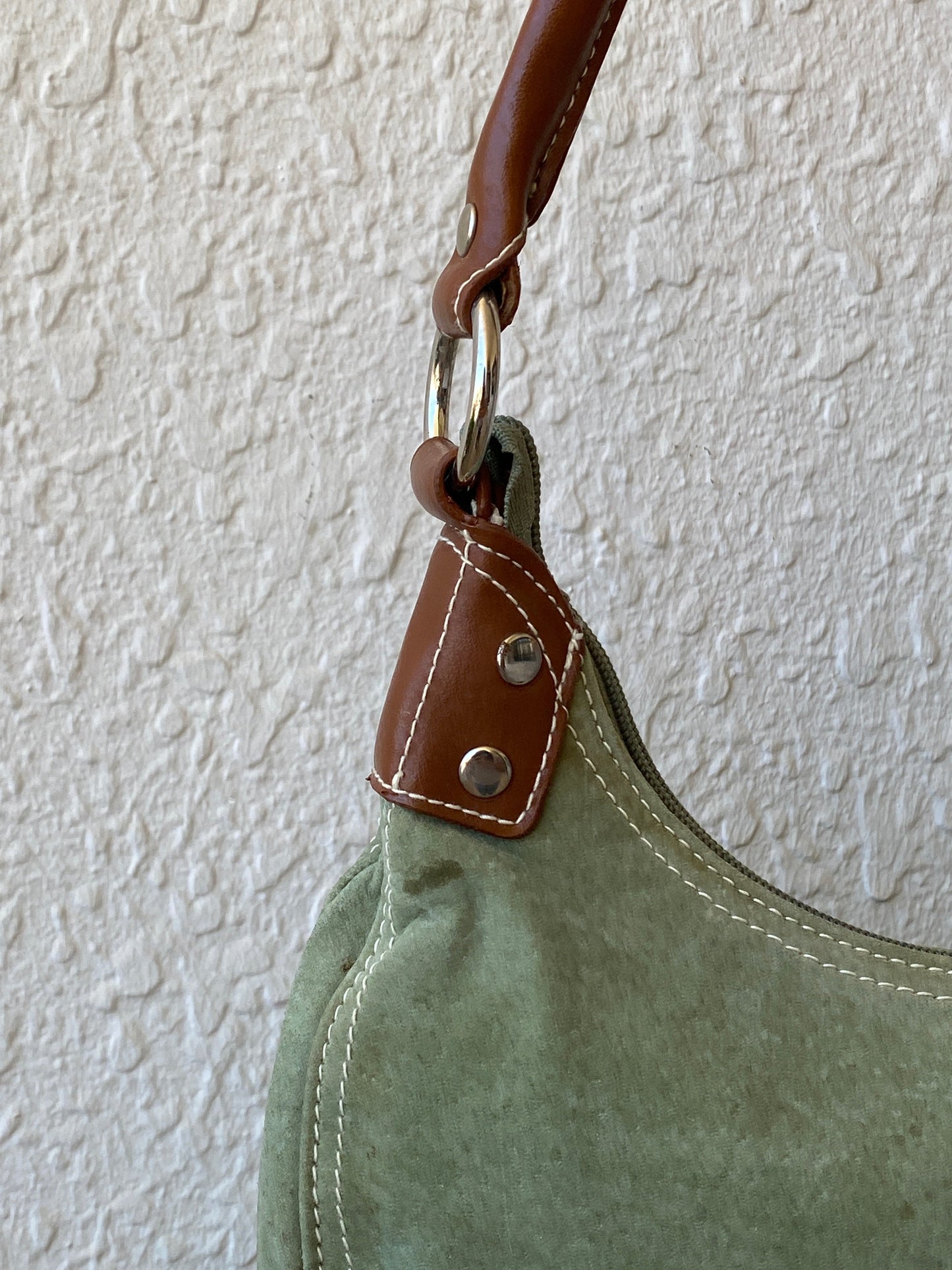Vintage Green Genuine Suede Purse Women’s Soho Shoulder Bag - Balagan Vintage Shoulder Bag 00s, 90s, bag, brown leather, genuine leather, shoulder bag, Y2K