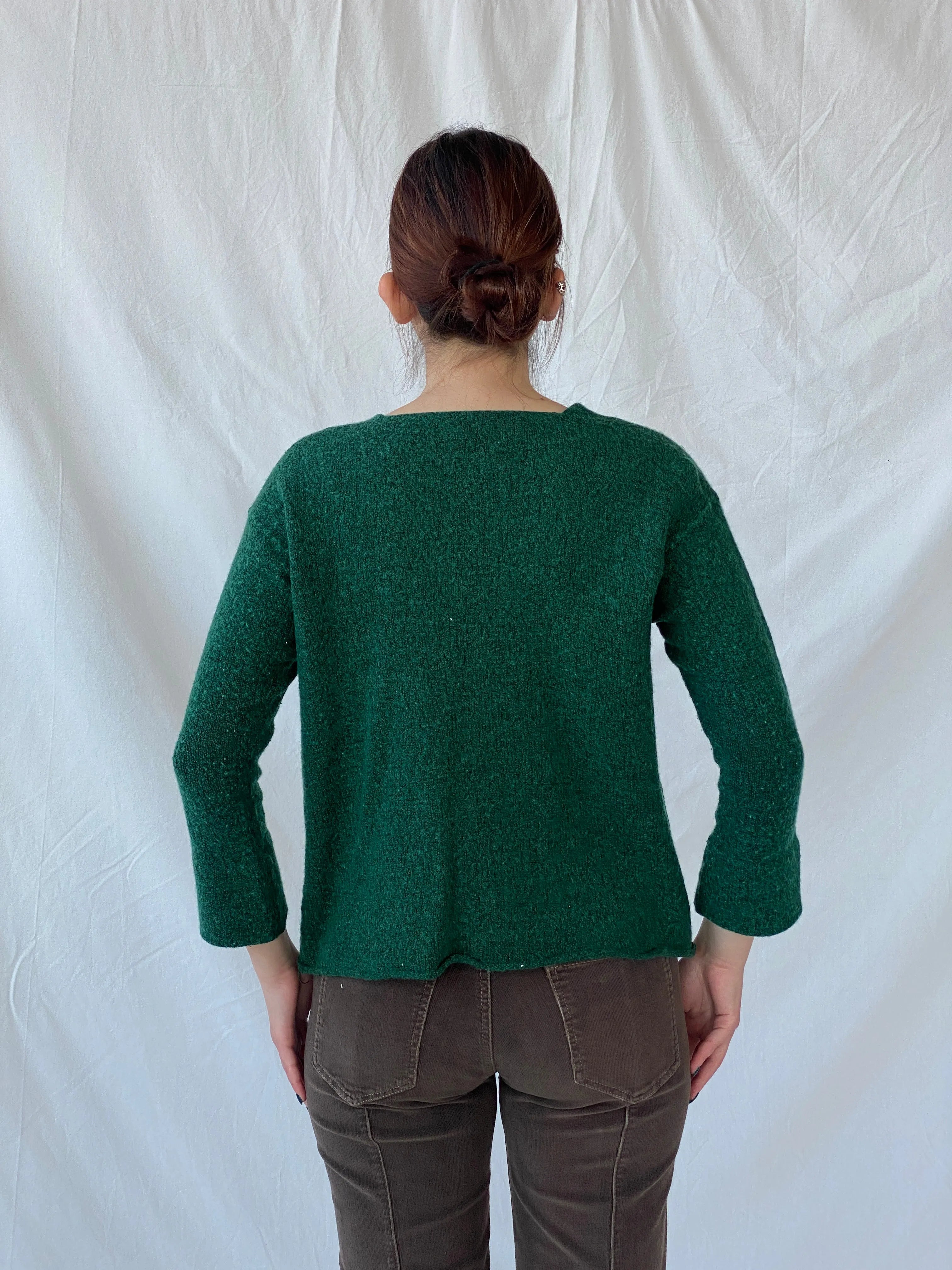 Vintage Green Knitted Women’s Wool Blend Front Tie Cardigan - L - Balagan Vintage Cardigan 00s, Ayah, cardigan, crochet, women top