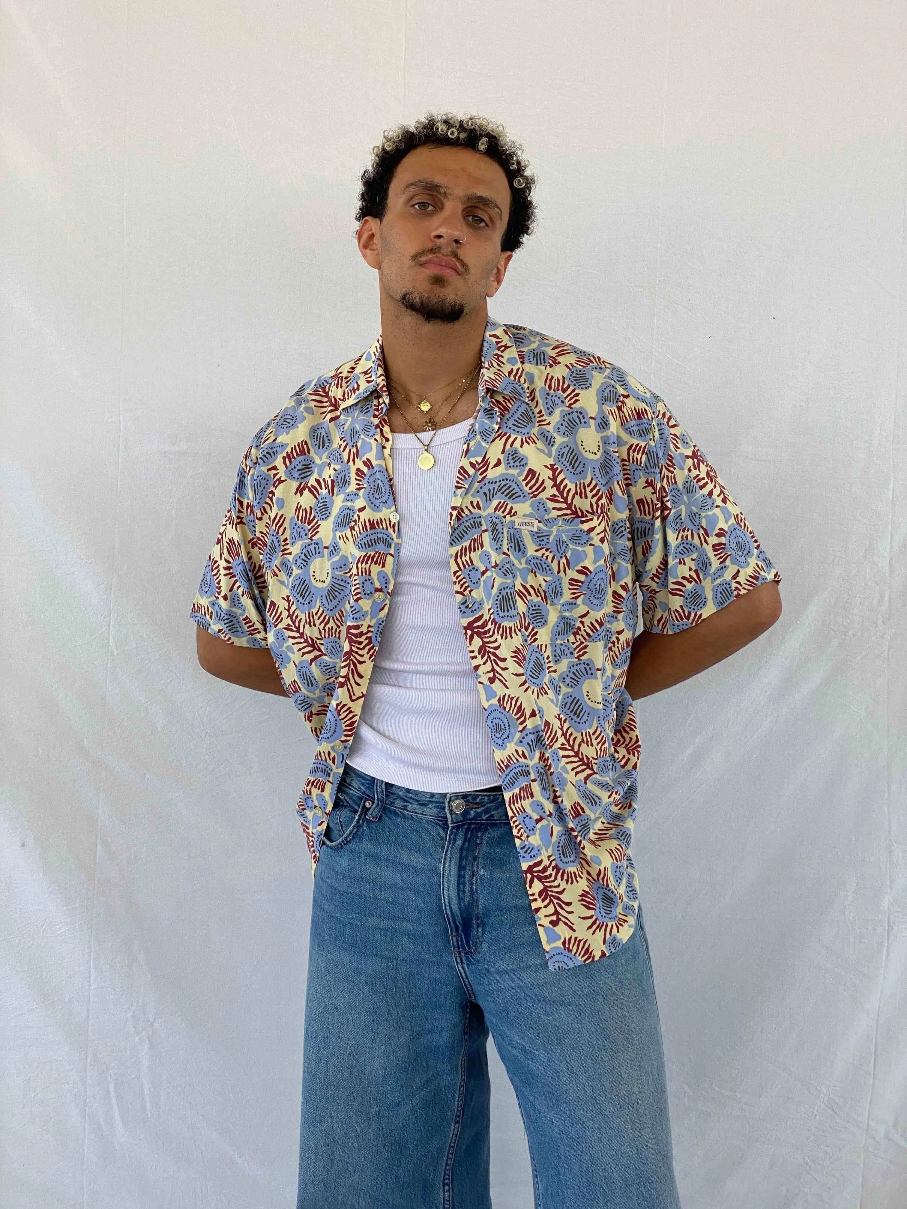 Vintage Guess Printed Shirt - Balagan Vintage Half Sleeve Shirt 00s, 90s, Abdullah, guess, half sleeve shirt, men
