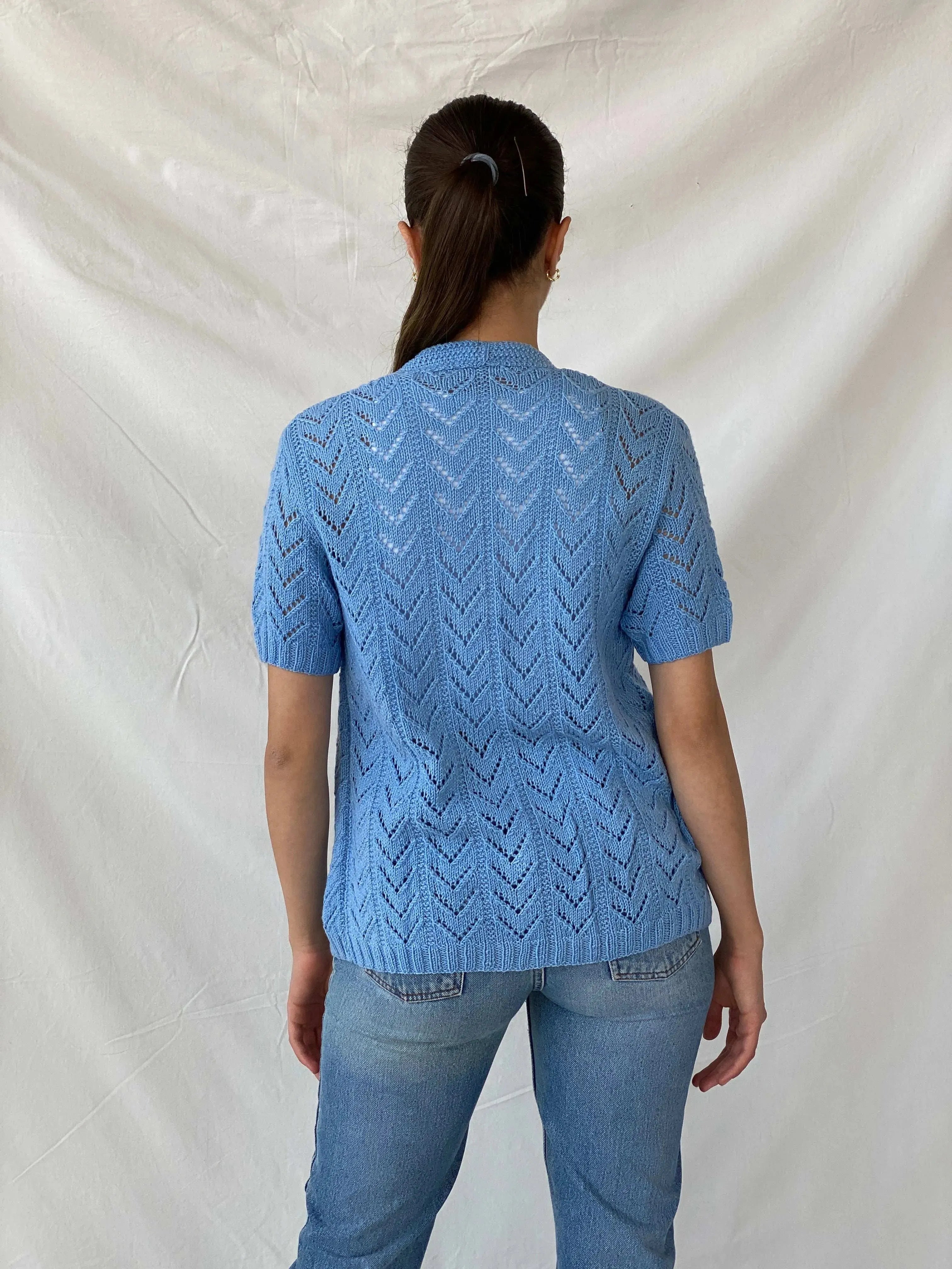 Vintage Handmade Blue Knitted Vest - L - Balagan Vintage Vest 00s, crochet, Deals, Mira, vest, winter, women top