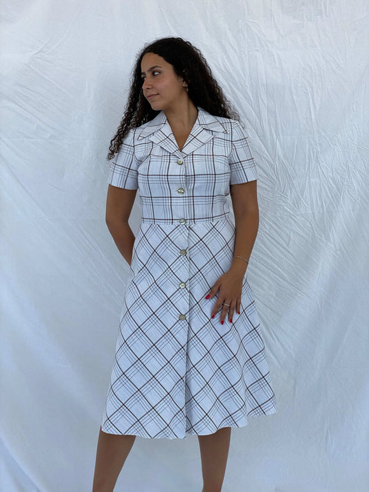 Vintage Handmade Checkered Picnic Midi Dress Size L - Balagan Vintage Midi Dress 00s, 00s dress, 90s, Dina, dress, midi dress, summer dress
