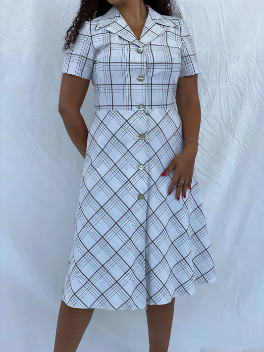 Vintage Handmade Checkered Picnic Midi Dress Size L - Balagan Vintage Midi Dress 00s, 00s dress, 90s, Dina, dress, midi dress, summer dress