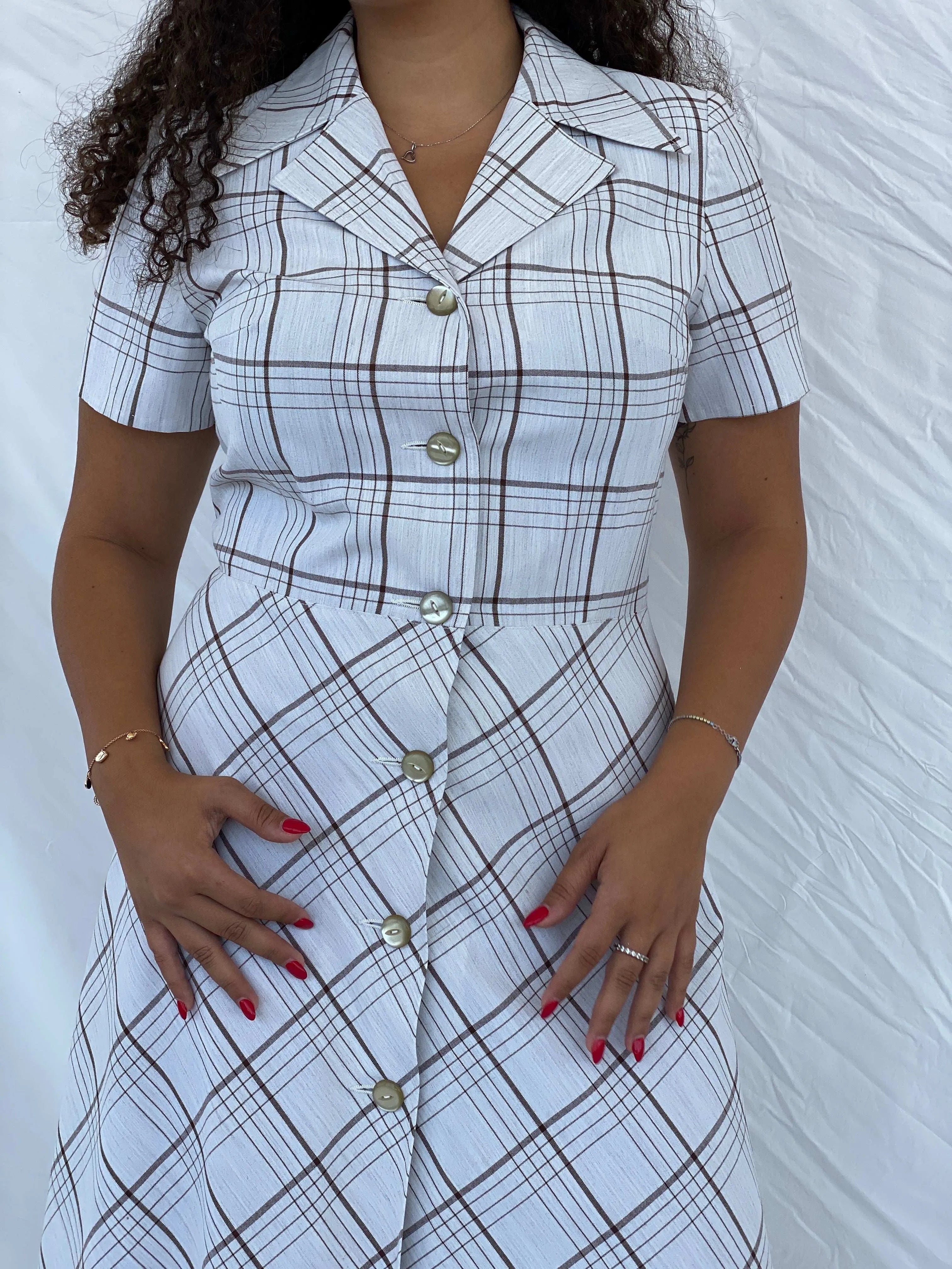Vintage Handmade Checkered Picnic Midi Dress Size L - Balagan Vintage Midi Dress 00s, 00s dress, 90s, Dina, dress, midi dress, summer dress