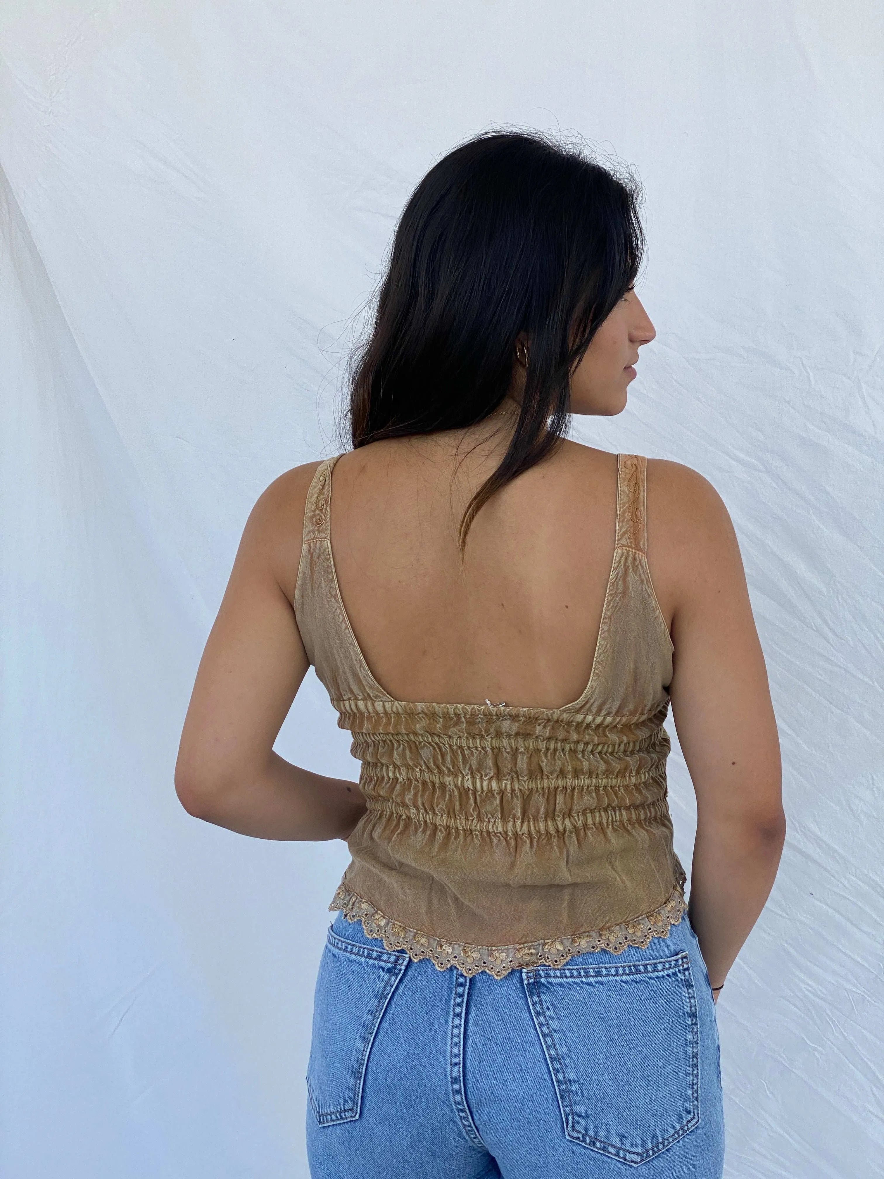 Vintage Handmade Scrunch Top - M/L - Balagan Vintage Sleeveless Top 00s, Lana, sleeveless top, summer