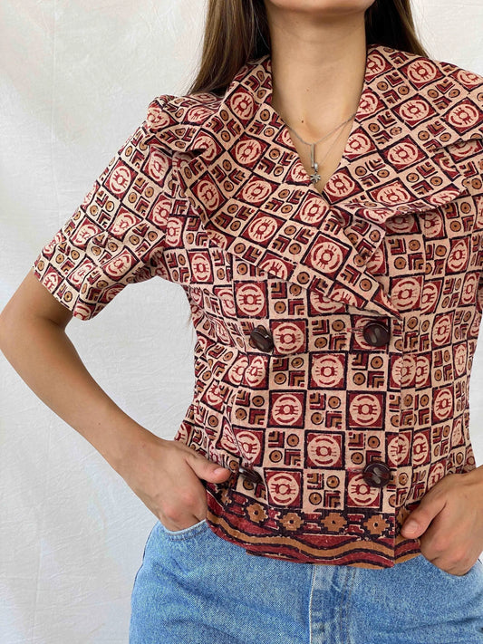 Vintage Handmade Tribal Pattern Blazer - Balagan Vintage Half Sleeve Blazer 00s, 90s, Coats&Jackets, Deals, half sleeve blazer, Mira, Women's Blazers