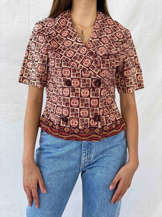 Vintage Handmade Tribal Pattern Blazer - Balagan Vintage Half Sleeve Blazer 00s, 90s, Coats&Jackets, Deals, half sleeve blazer, Mira, Women's Blazers