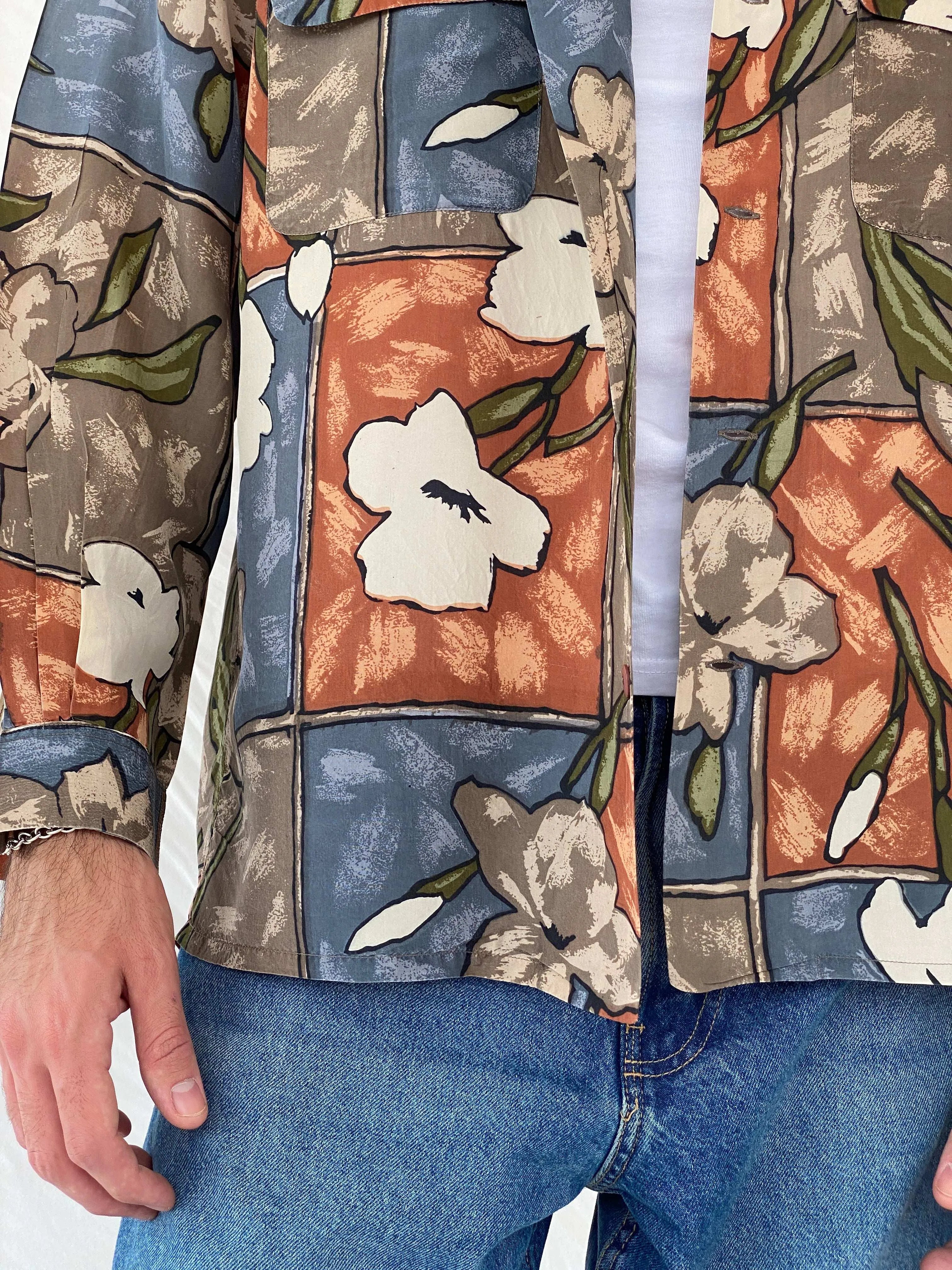 Vintage Hattie Carnegie Floral Full Sleeve Silk Shirt Size M - Balagan Vintage Full Sleeve Shirt 00s, 90s, Awsam, full sleeve shirt, printed shirt, silk shirt