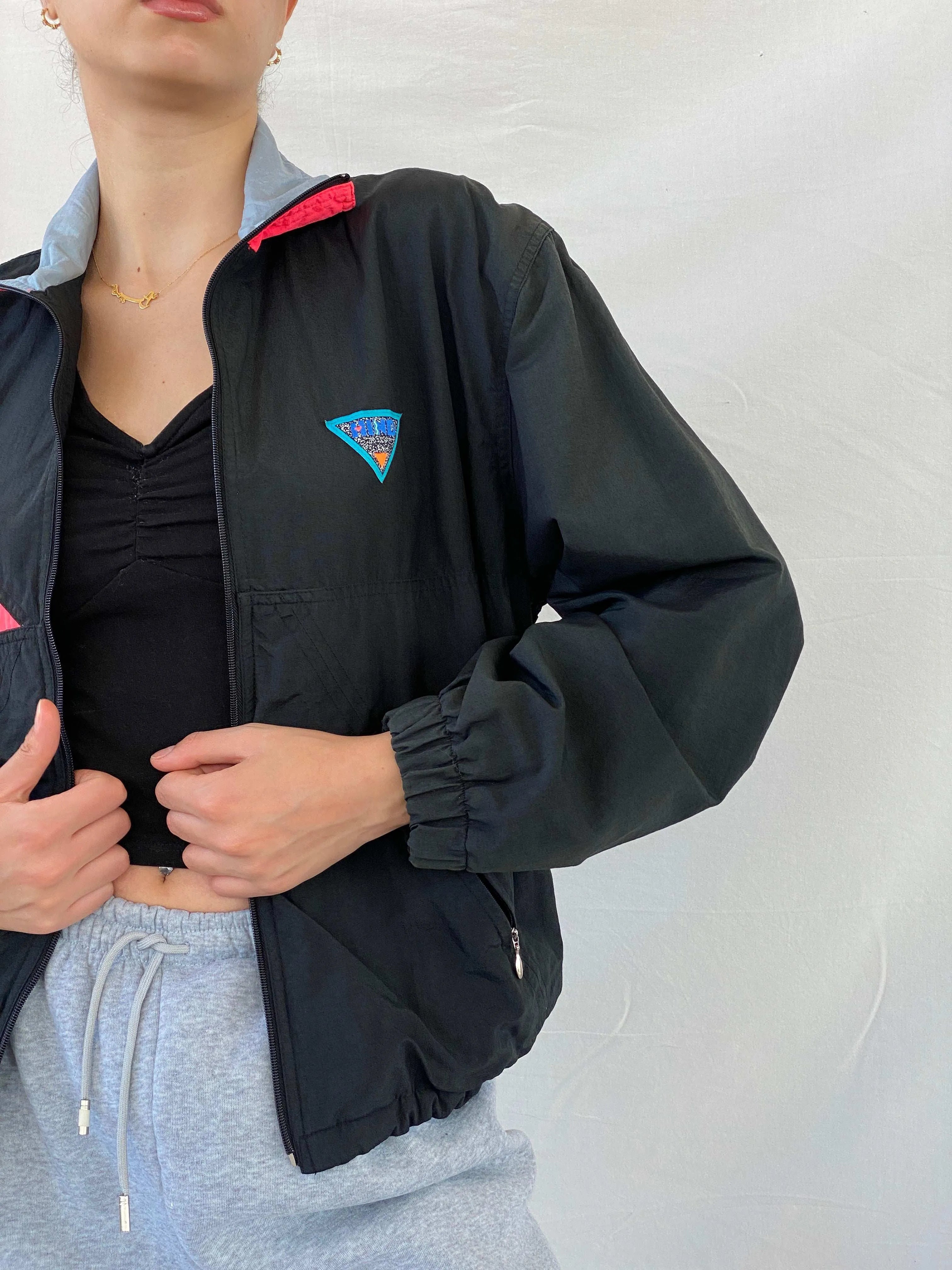 Vintage HIND Black Windbreaker Track Jacket - M - Balagan Vintage Windbreaker Jacket 00s, Mira, vintage, vintage windbreaker, windbreaker, windbreaker jacket, women