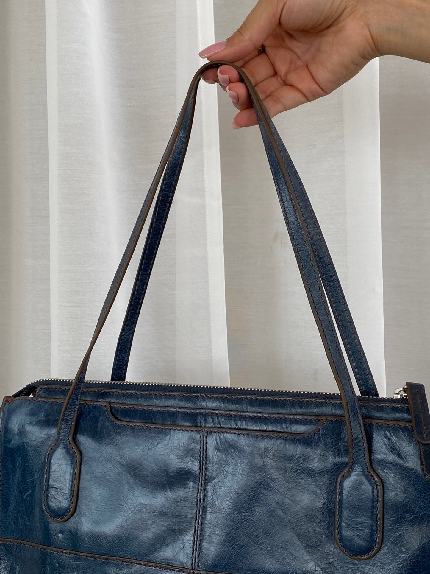 Vintage Hobo The Original Friar Genuine Leather Navy Shoulder Bag - Balagan Vintage Handbags 00s, 90s, bag, genuine leather, NEW IN, shoulder bag, Y2K