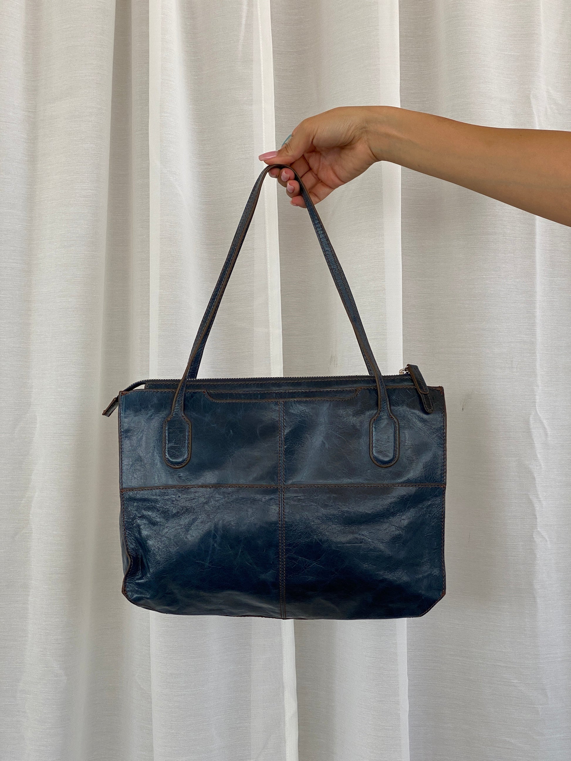 Vintage Hobo The Original Friar Genuine Leather Navy Shoulder Bag - Balagan Vintage Handbags 00s, 90s, bag, genuine leather, NEW IN, shoulder bag, Y2K