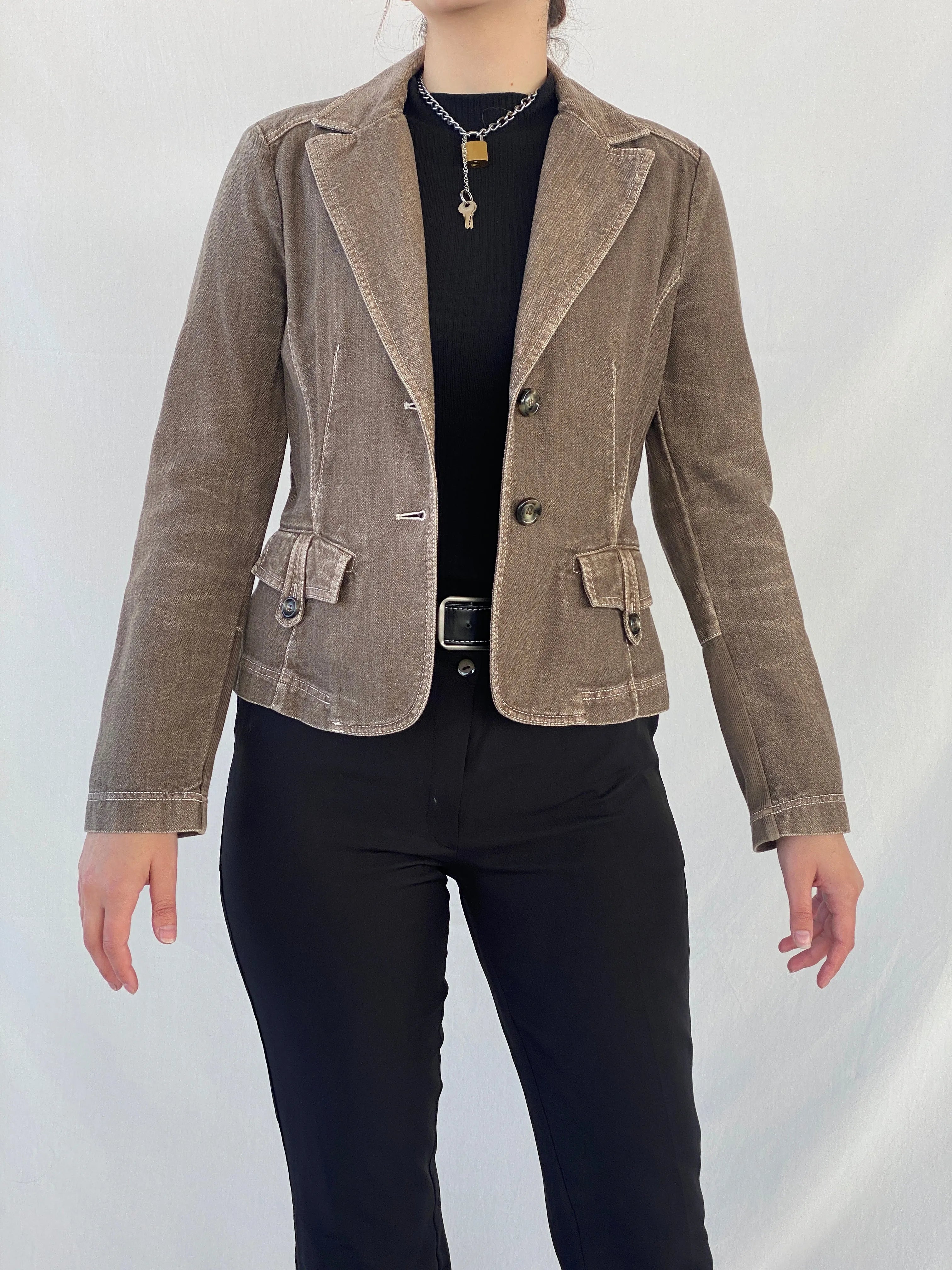 Vintage i Blues Club Women’s Gray Structured Wool Blend Blazer - L - Balagan Vintage Blazer Ayah, blazer, full sleeve blazer, wool