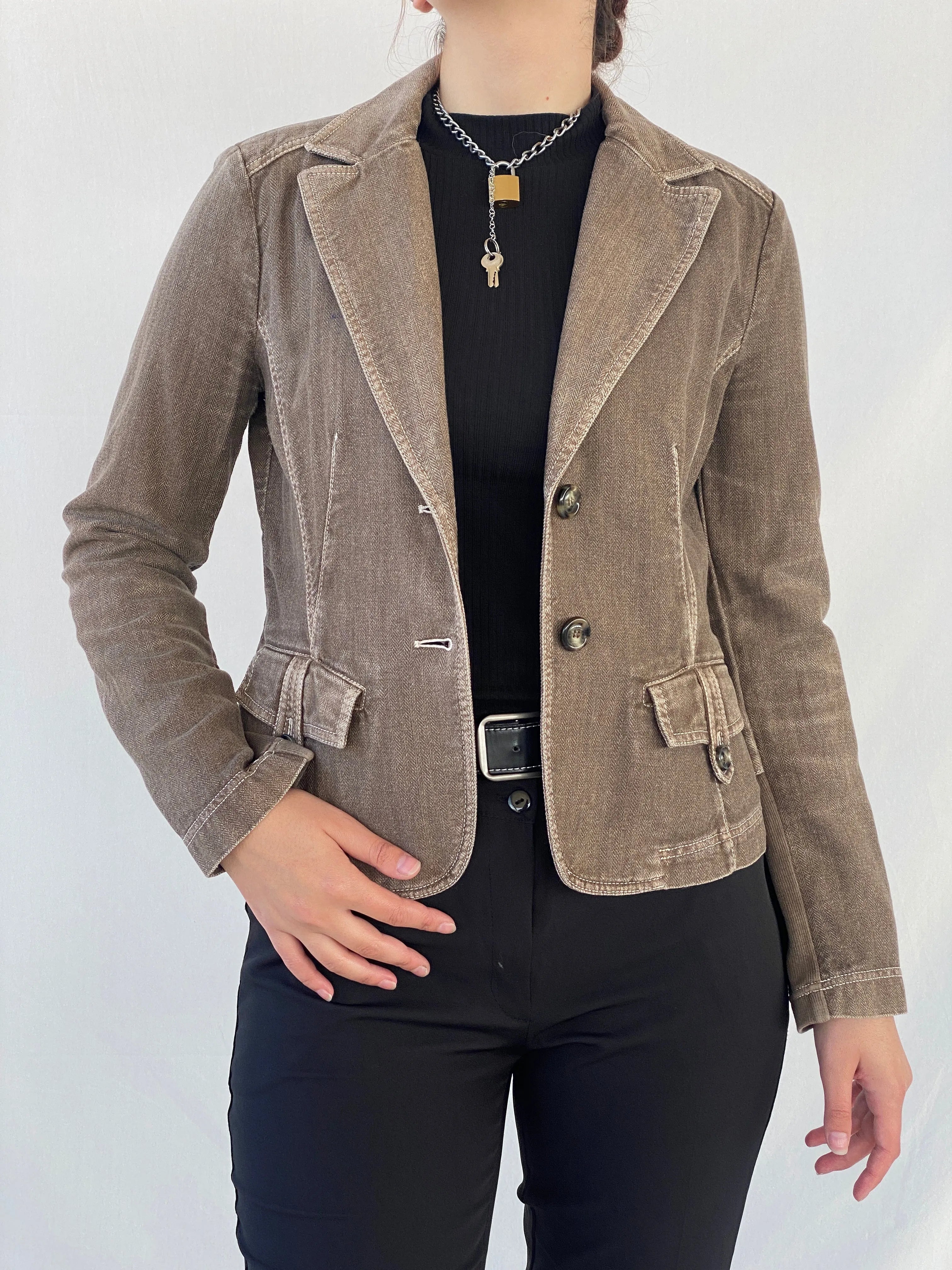 Vintage i Blues Club Women’s Gray Structured Wool Blend Blazer - L - Balagan Vintage Blazer Ayah, blazer, full sleeve blazer, wool