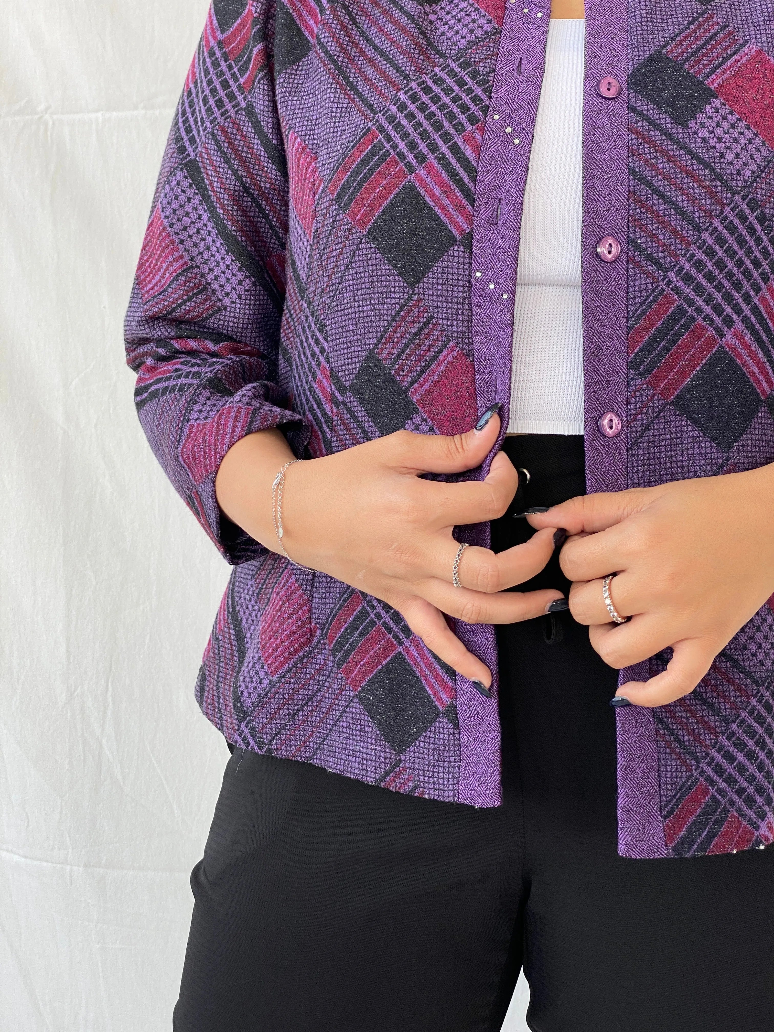 Vintage Ing Ming Purple Crew Neck Cardigan - XL - Balagan Vintage Cardigan 00s, 90s, cardigan, Dina