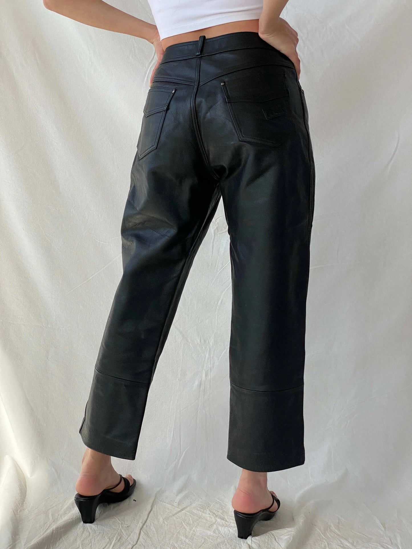 Vintage IXS Black Genuine Leather Motorcycle Pants - L - Balagan Vintage Pants genuine leather, leather, Mira, pants, women pants