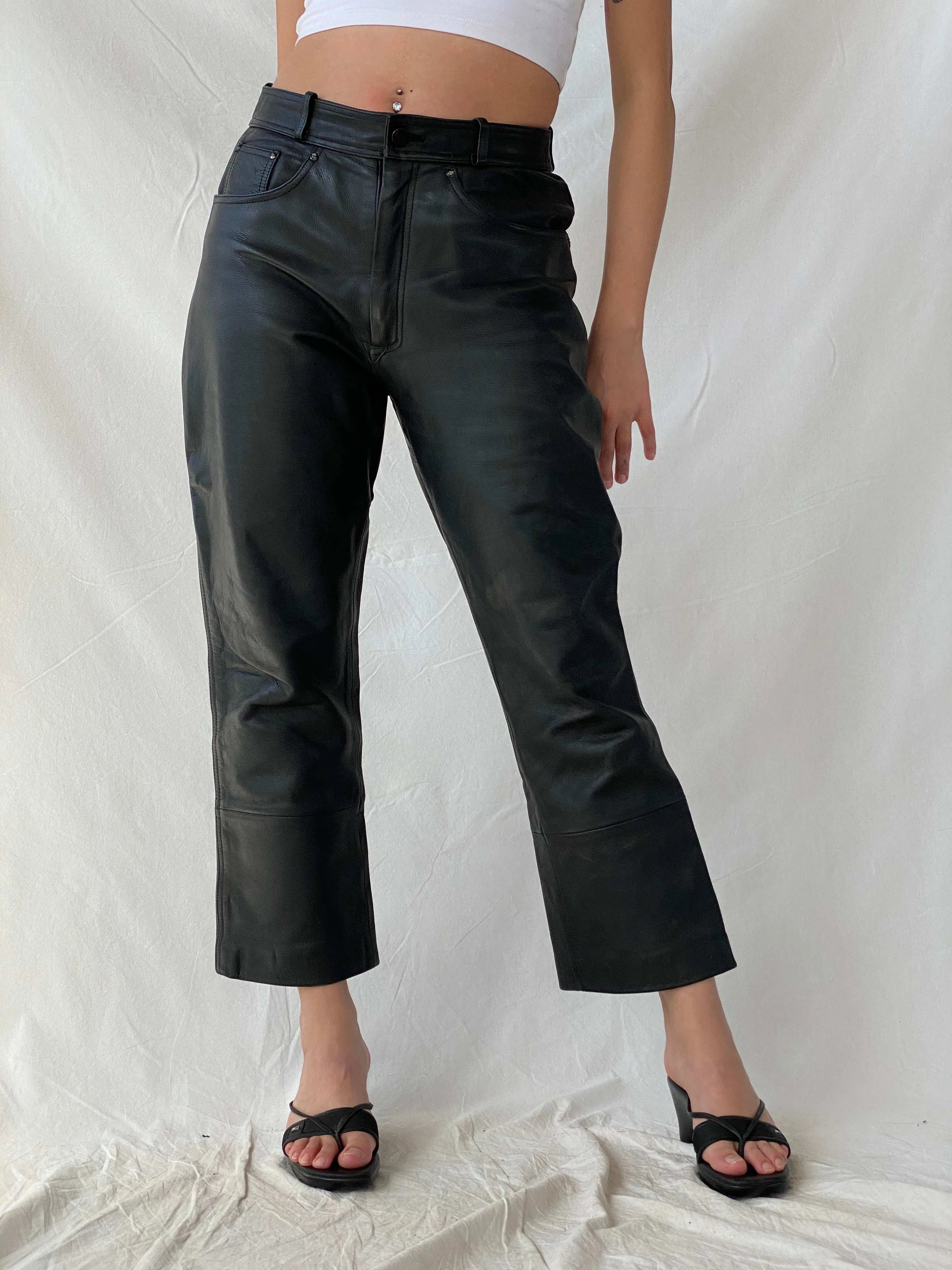 Vintage IXS Black Genuine Leather Motorcycle Pants - L - Balagan Vintage Pants genuine leather, leather, Mira, pants, women pants