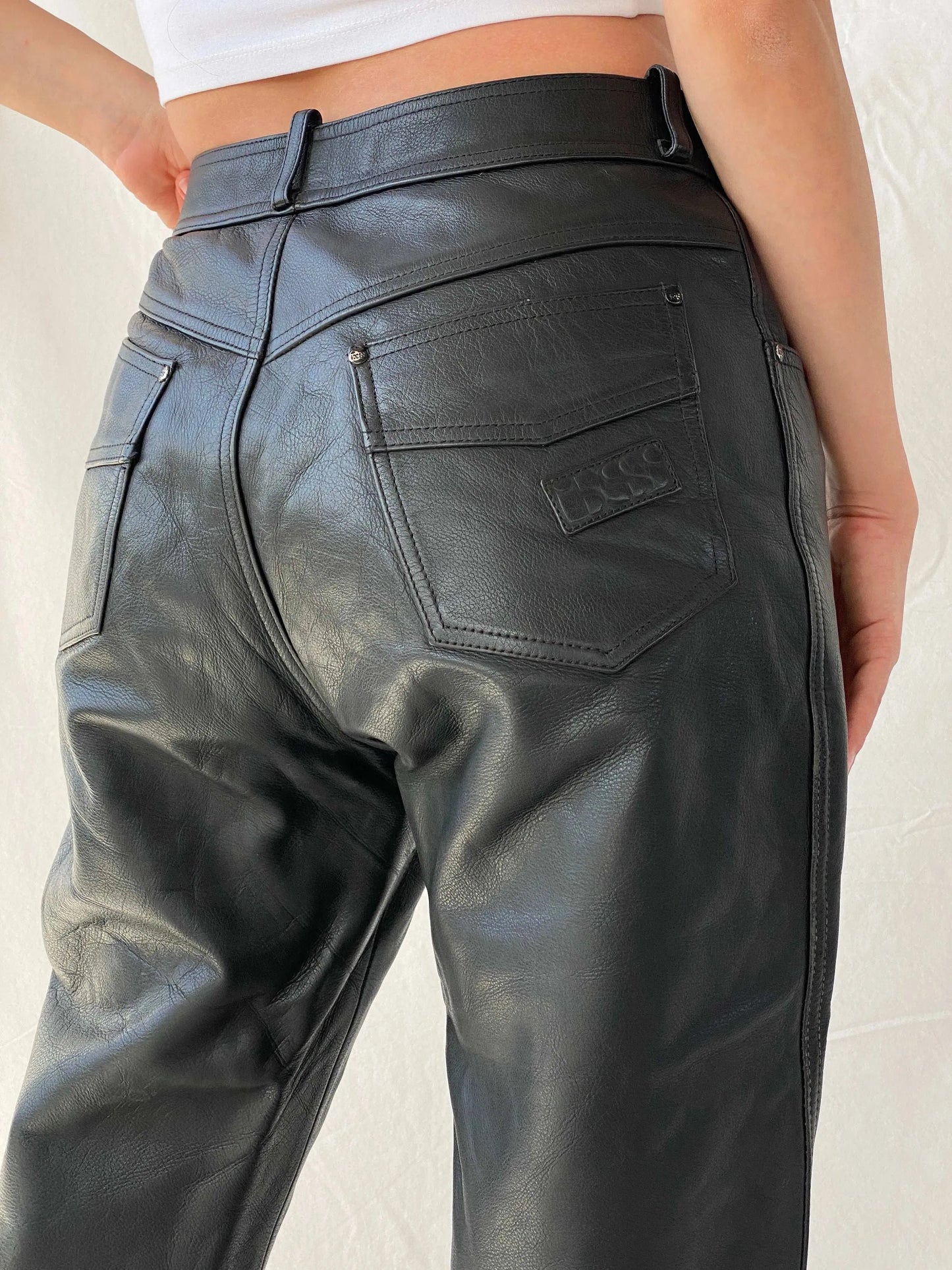 Vintage IXS Black Genuine Leather Motorcycle Pants - L - Balagan Vintage Pants genuine leather, leather, Mira, pants, women pants